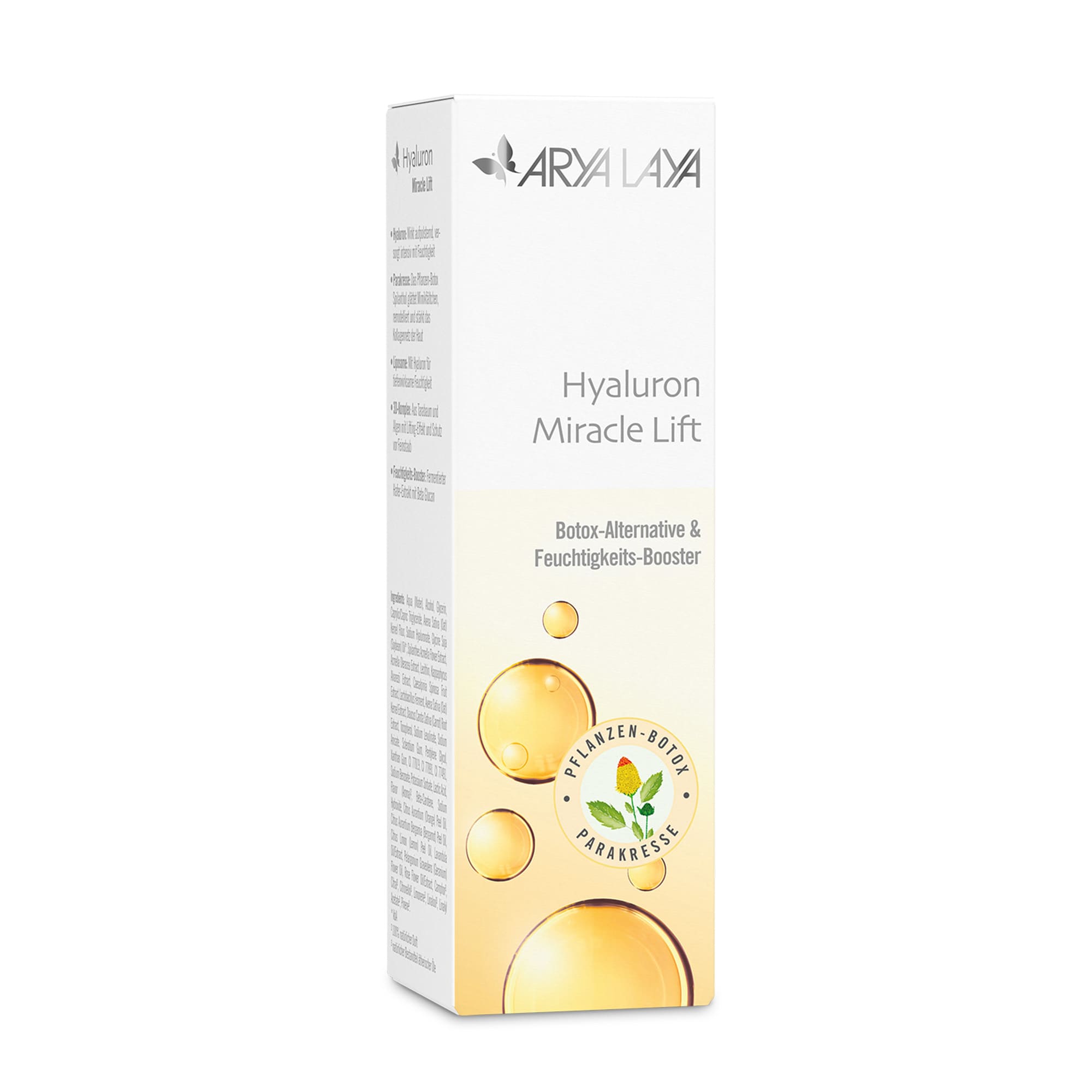 Faltschachtel mit ARYA LAYA Hyaluron Miracle Lift, 50 ml im neuen Design