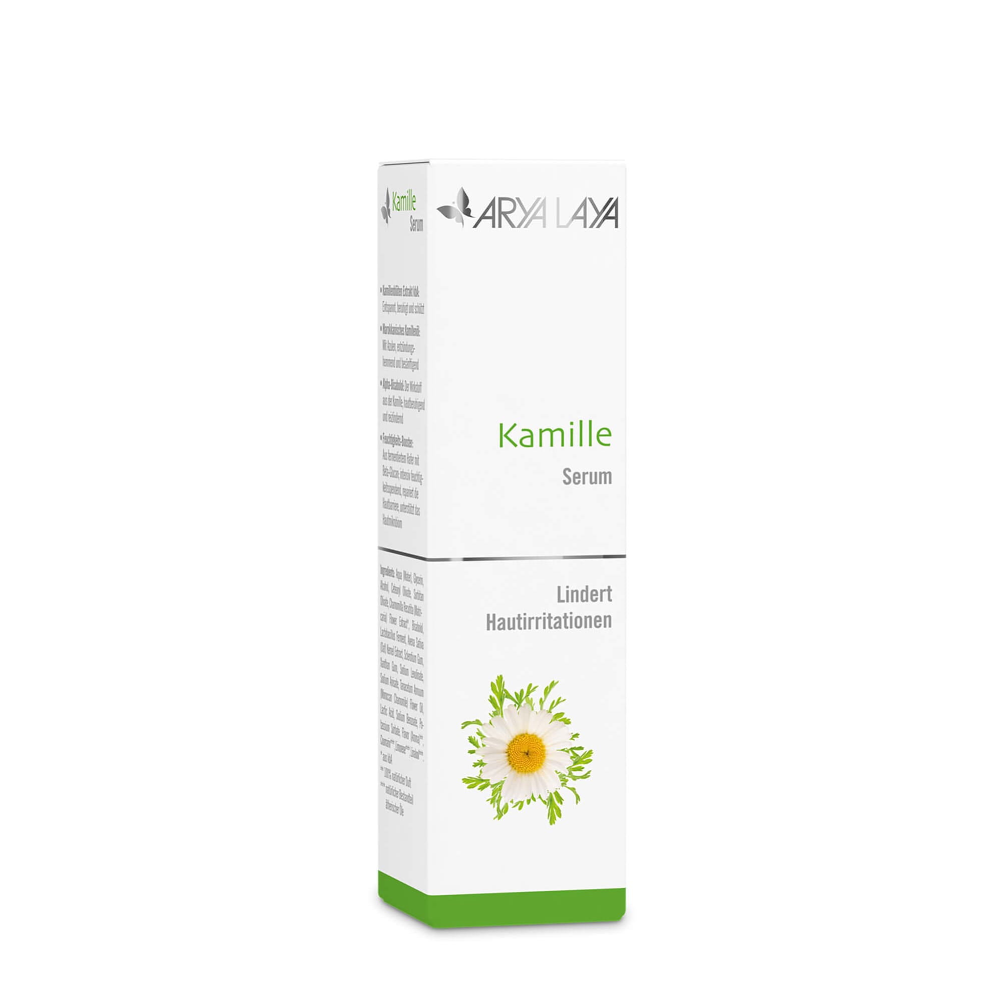 Faltschachtel mit ARYA LAYA Kamille Serum, 30 ml