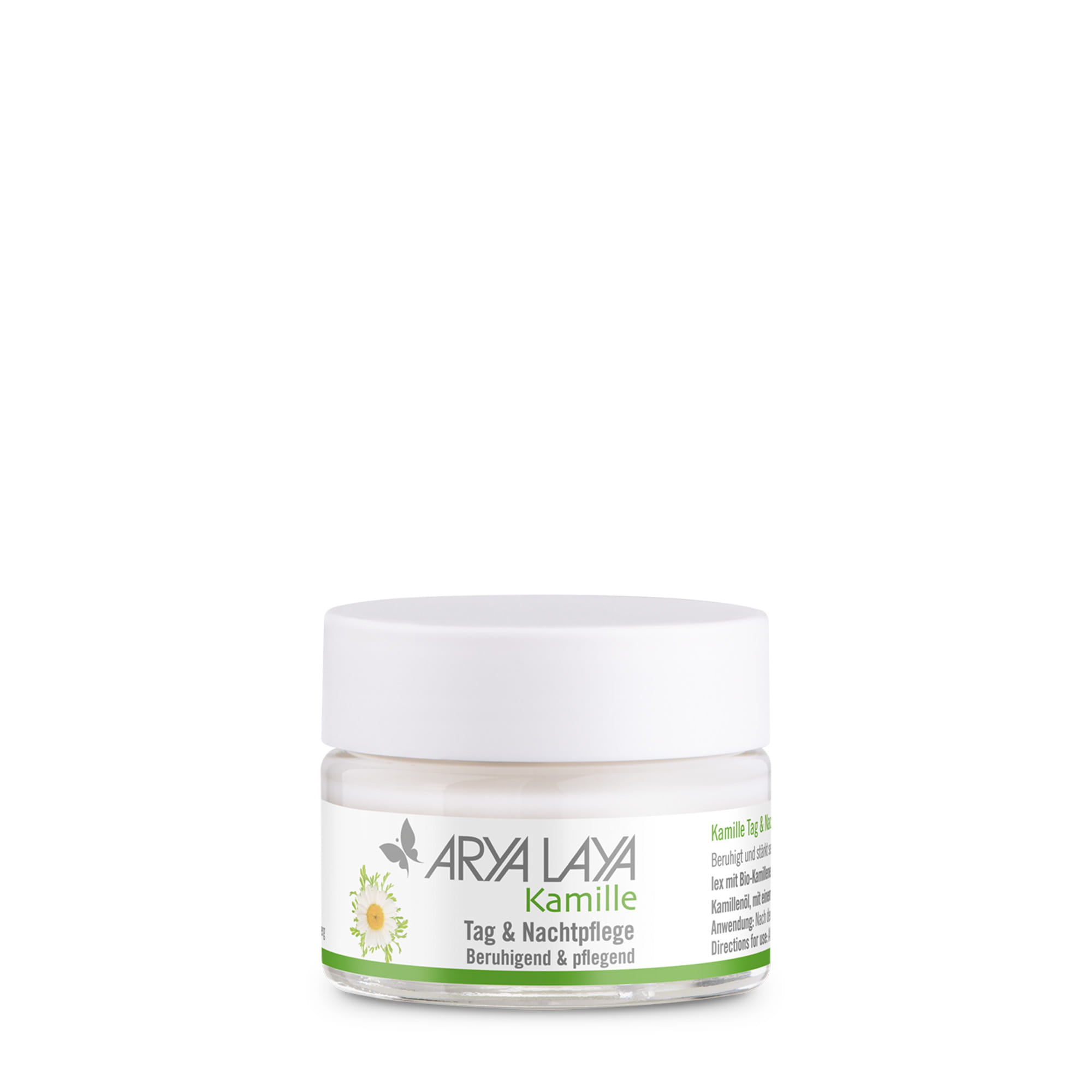 Hero: Glastiegel ARYA LAYA Kamille Tag und Nachtpflege 50 ml Glastiegel mit ARYA LAYA Kamille Tag und Nachtpflege, 50 ml