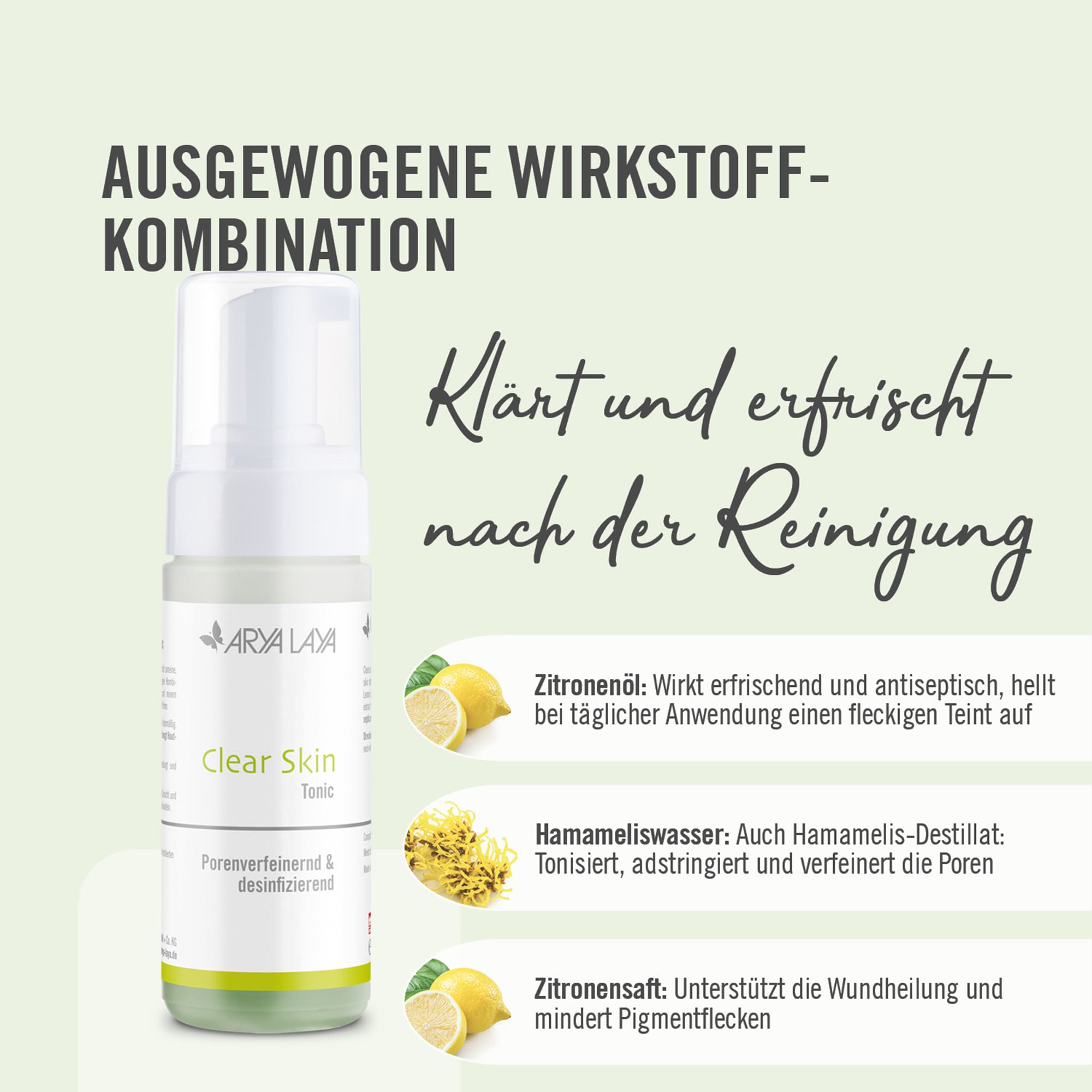 Chart Wirkstoffe ARYA LAYA Clear Skin Tonic Wirkstoffe ARYA LAYA Clear Skin Tonic