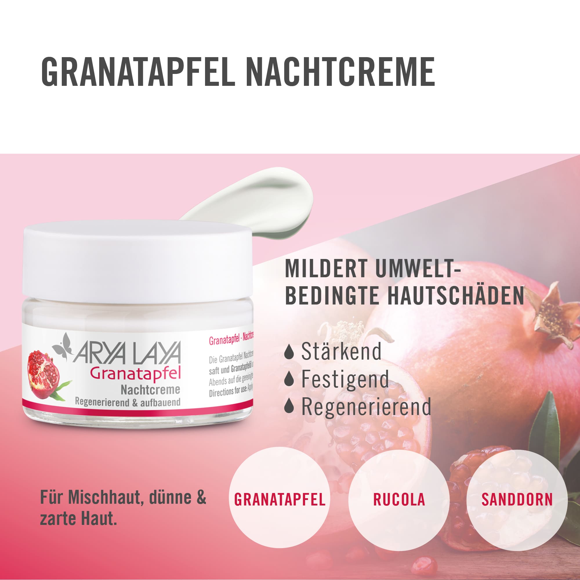 Chart Wirkweise ARYA LAYA Granatapfel Nachtcreme Wirkweise ARYA LAYA Granatapfel Nachtcreme