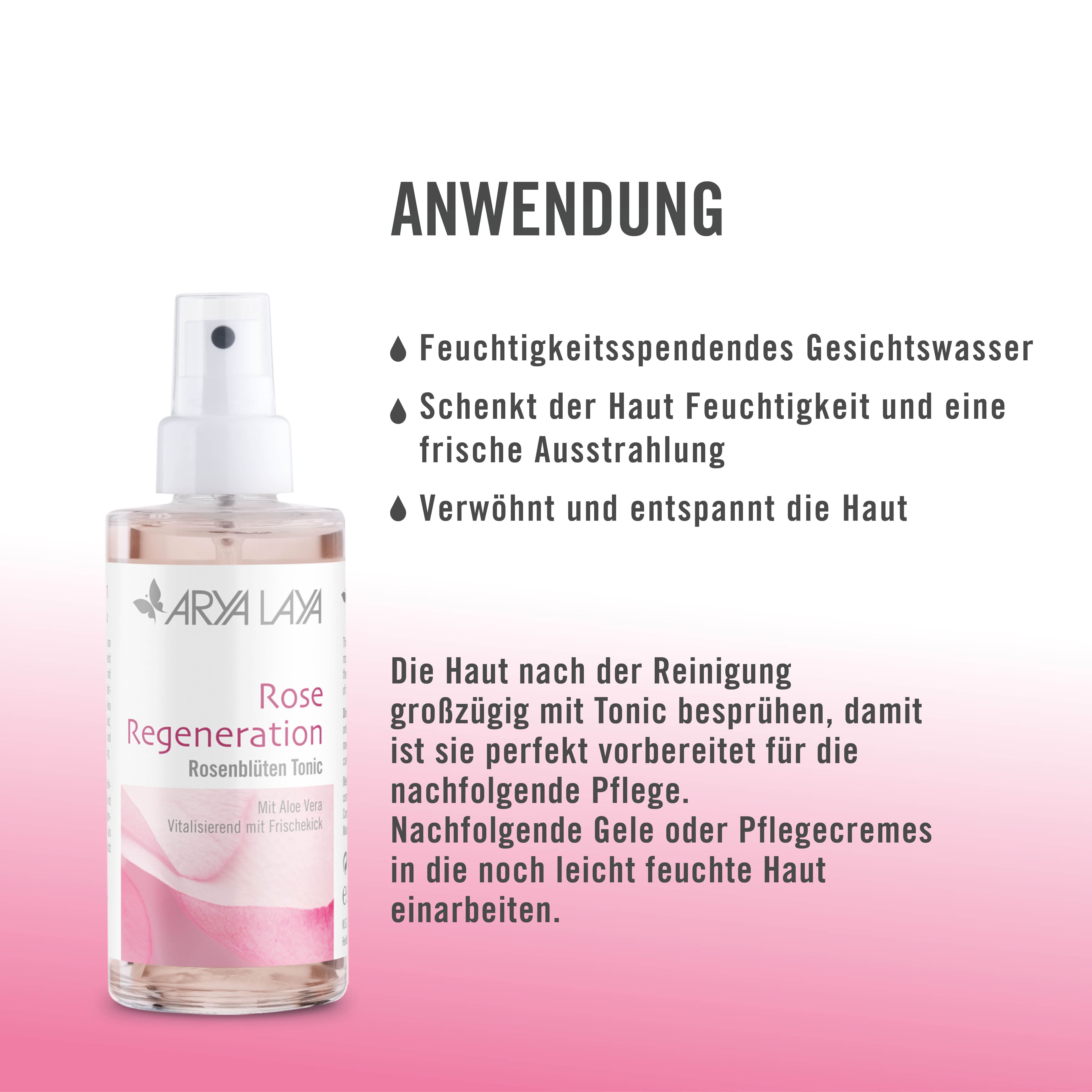 Anwendung: ARYA LAYA Rose Regeneration Rosenblüten Tonic