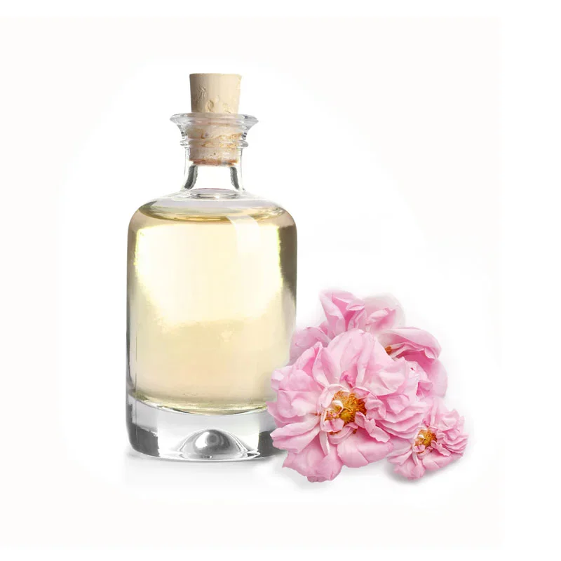 Rosenblütenöl Fläschchen mit Damaszener Rosenblüte