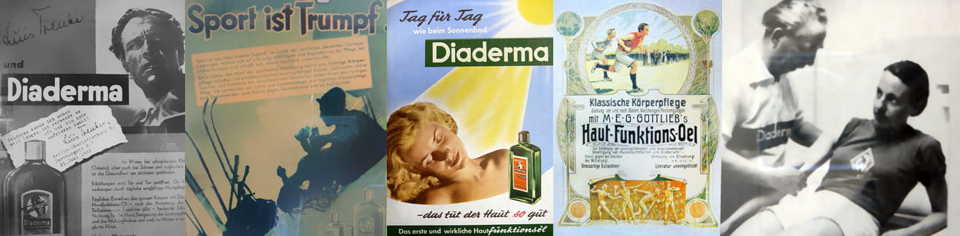 Header Historie farbig verschiedene historische Werbeplakate