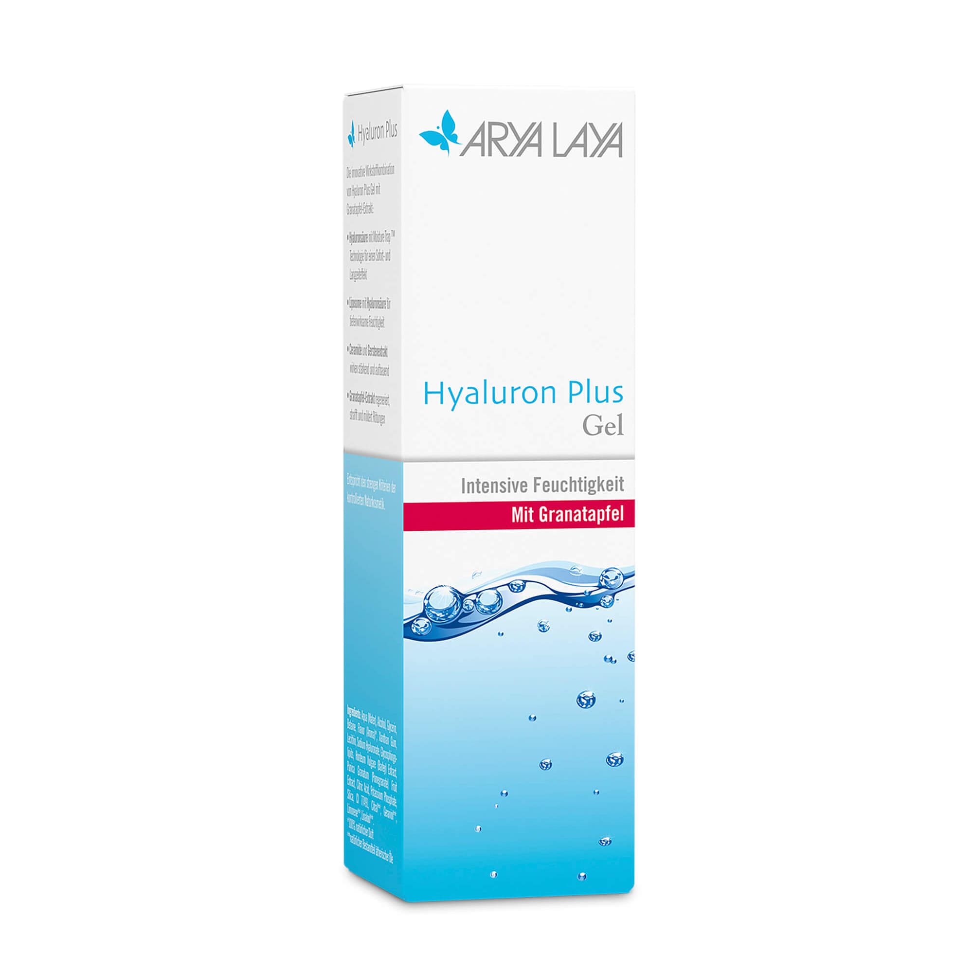 Faltschachtel mit ARYA LAYA Hyaluron Plus Gel mit Granatapfel, 50 ml