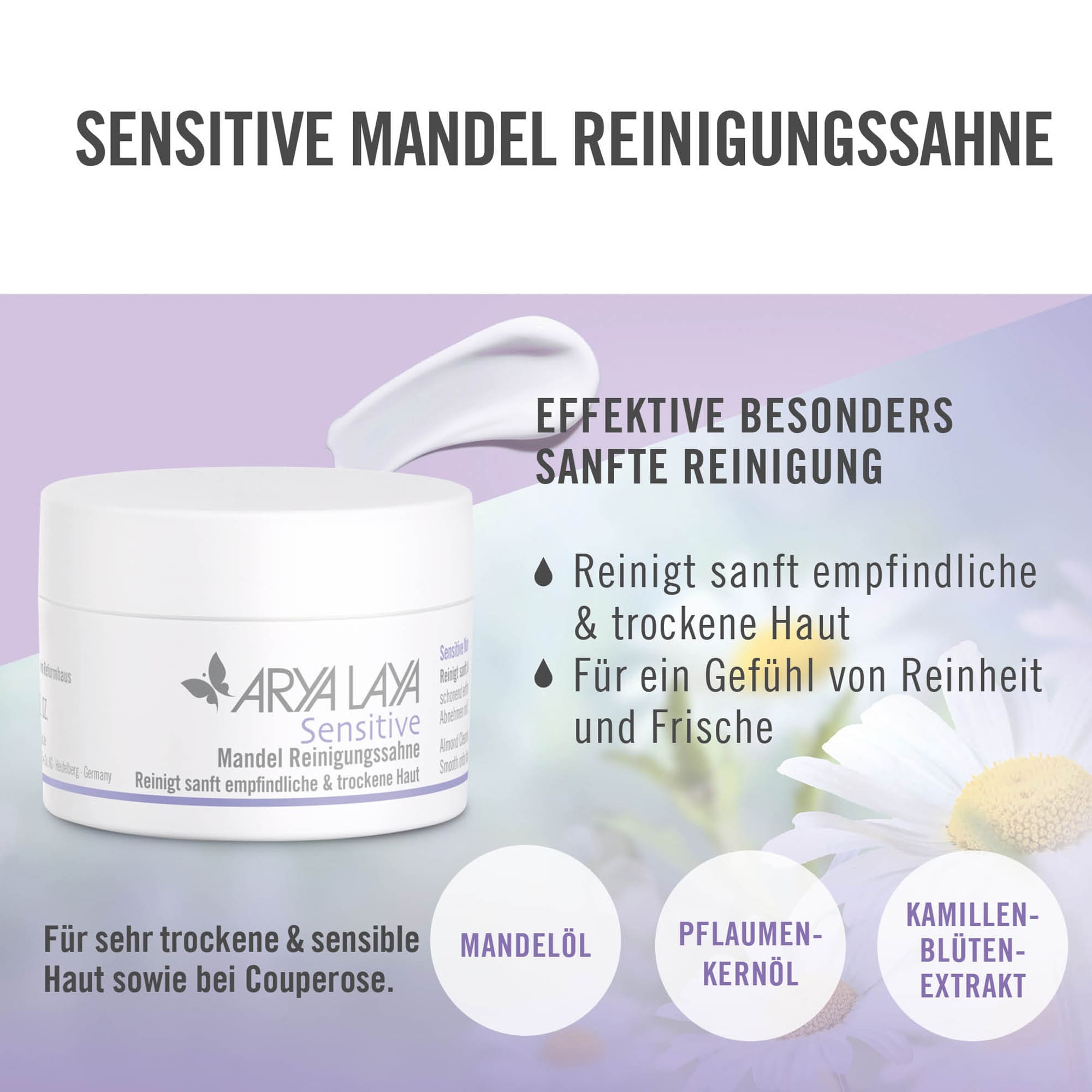 Chart Wirkweise ARYA LAYA Sensitive  Mandel Reinigungssahne Wirkweise ARYA LAYA Sensitive  Mandel Reinigungssahne