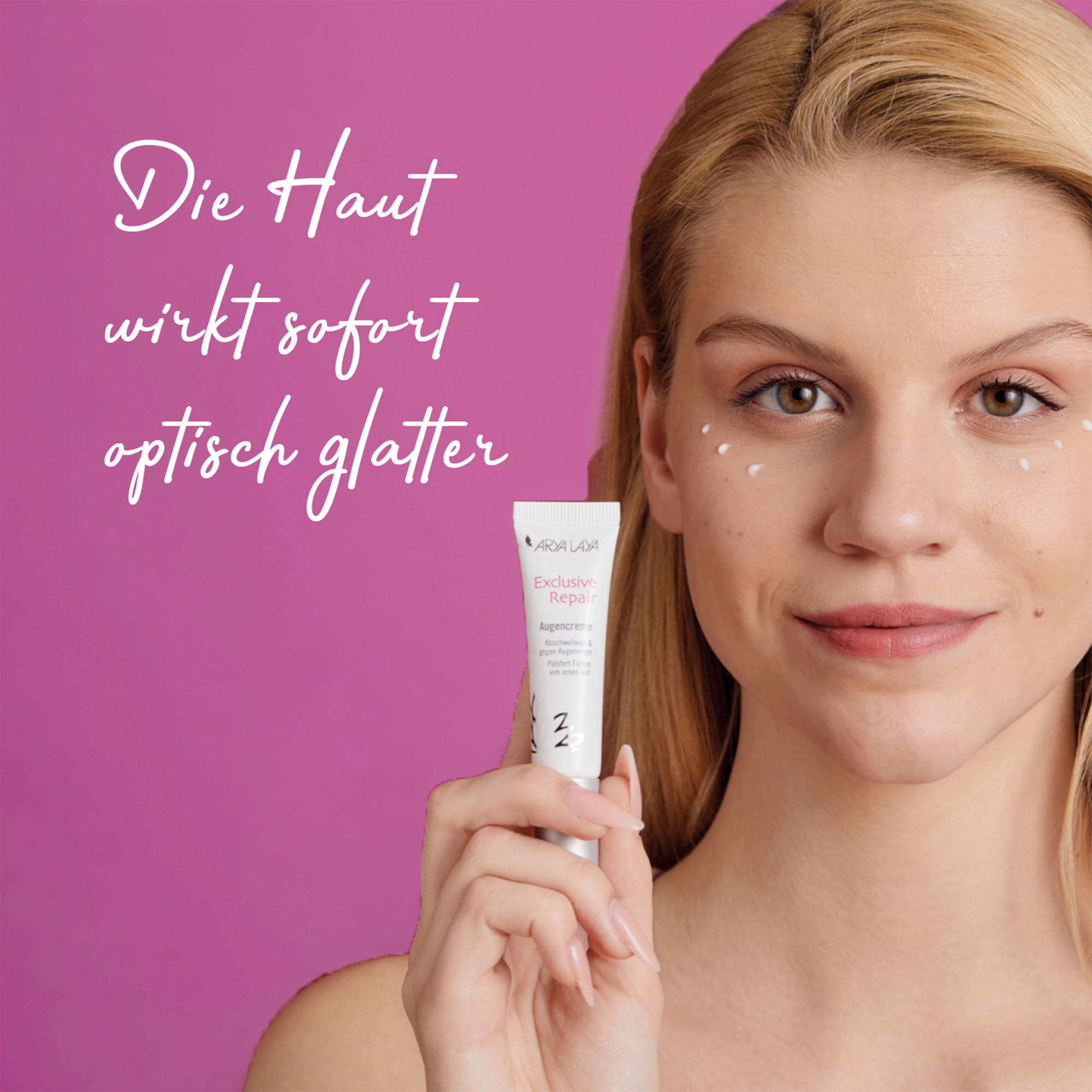 Chart Sofort-Effekt ARYA LAYA Exclusive Repair Augencreme Die Haut wirkt sofort optisch glatter