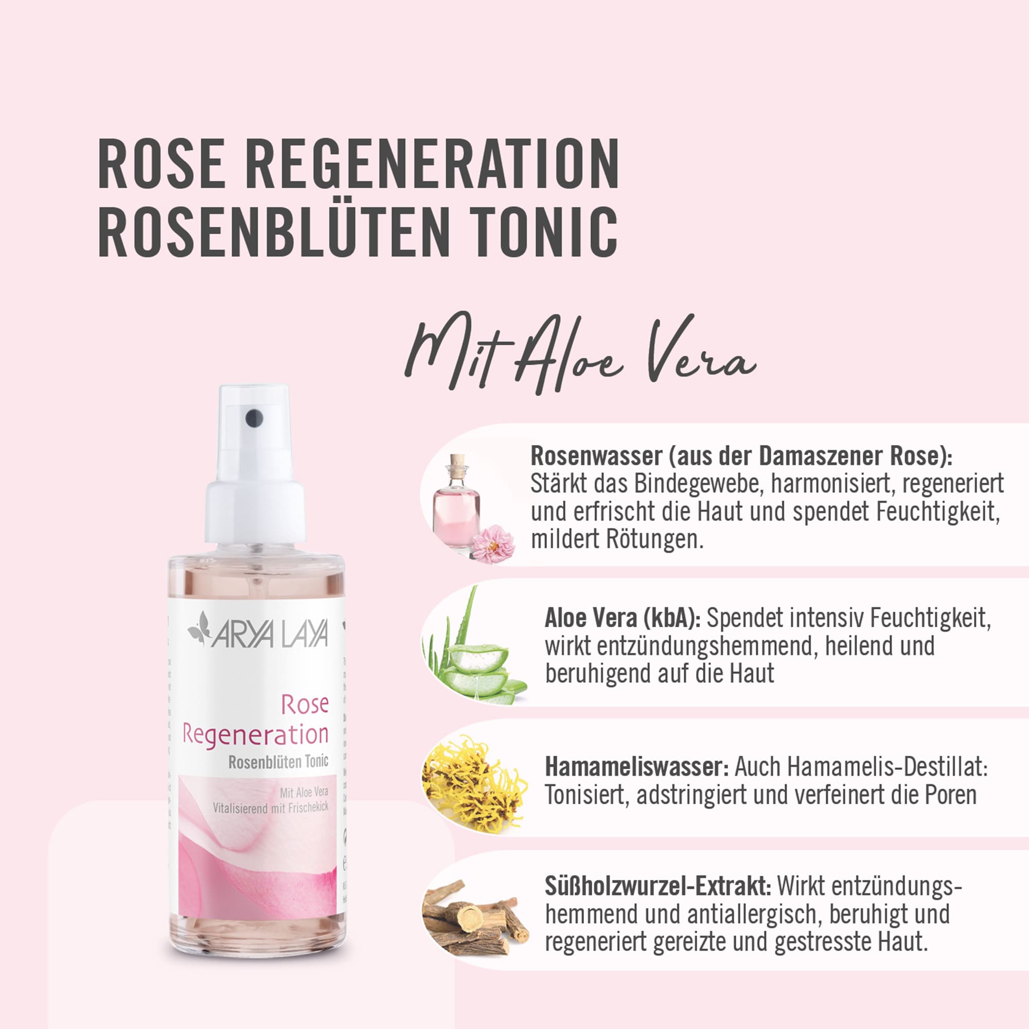 Chart Wirkstoffe ARYA LAYA Rose Regeneration Rosenblüten Tonic Wirkstoffe ARYA LAYA Rose Regeneration Rosenblüten Tonic
