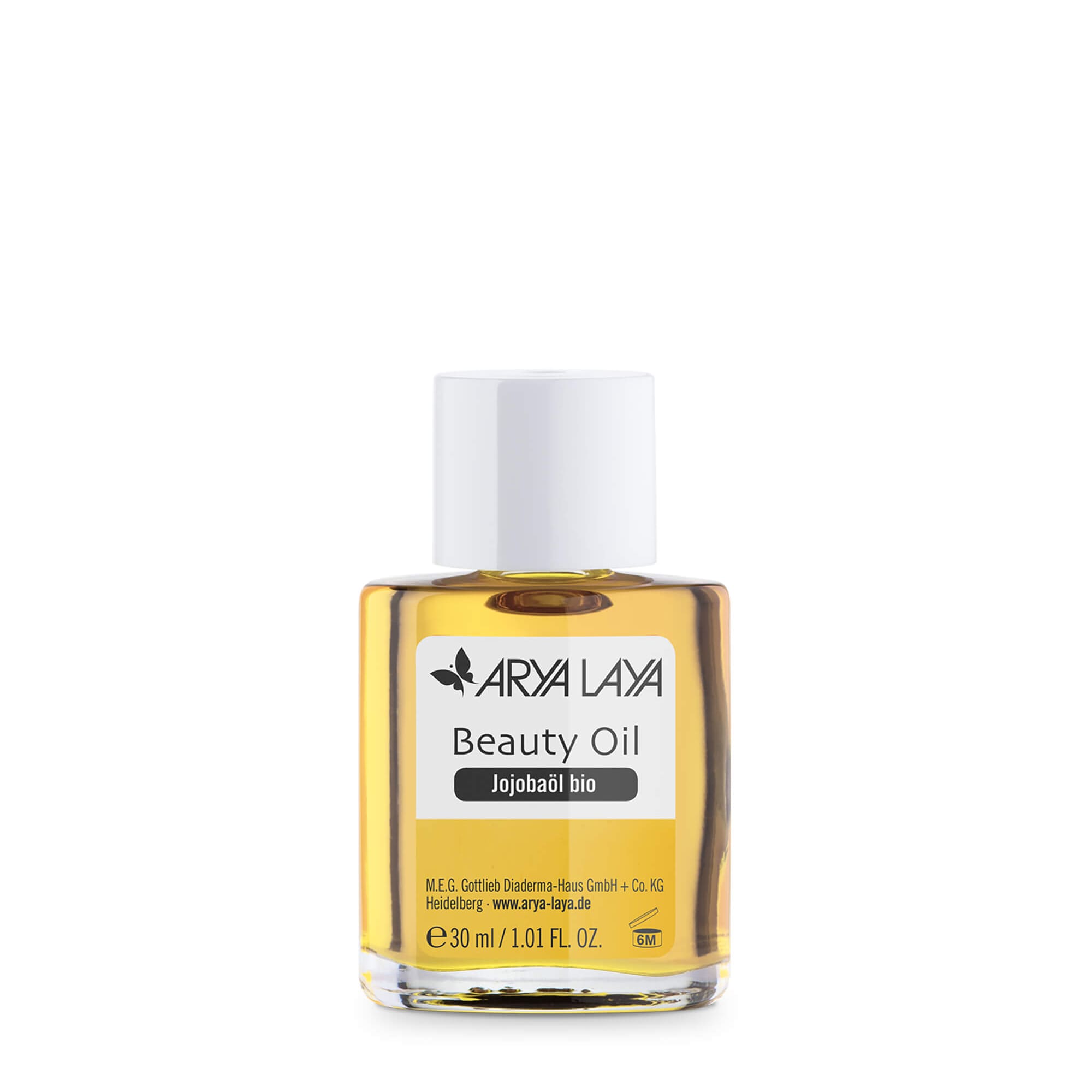 Glasfläschchen mit ARYA LAYA Beauty Oil Jojobaöl bio, 30 ml 