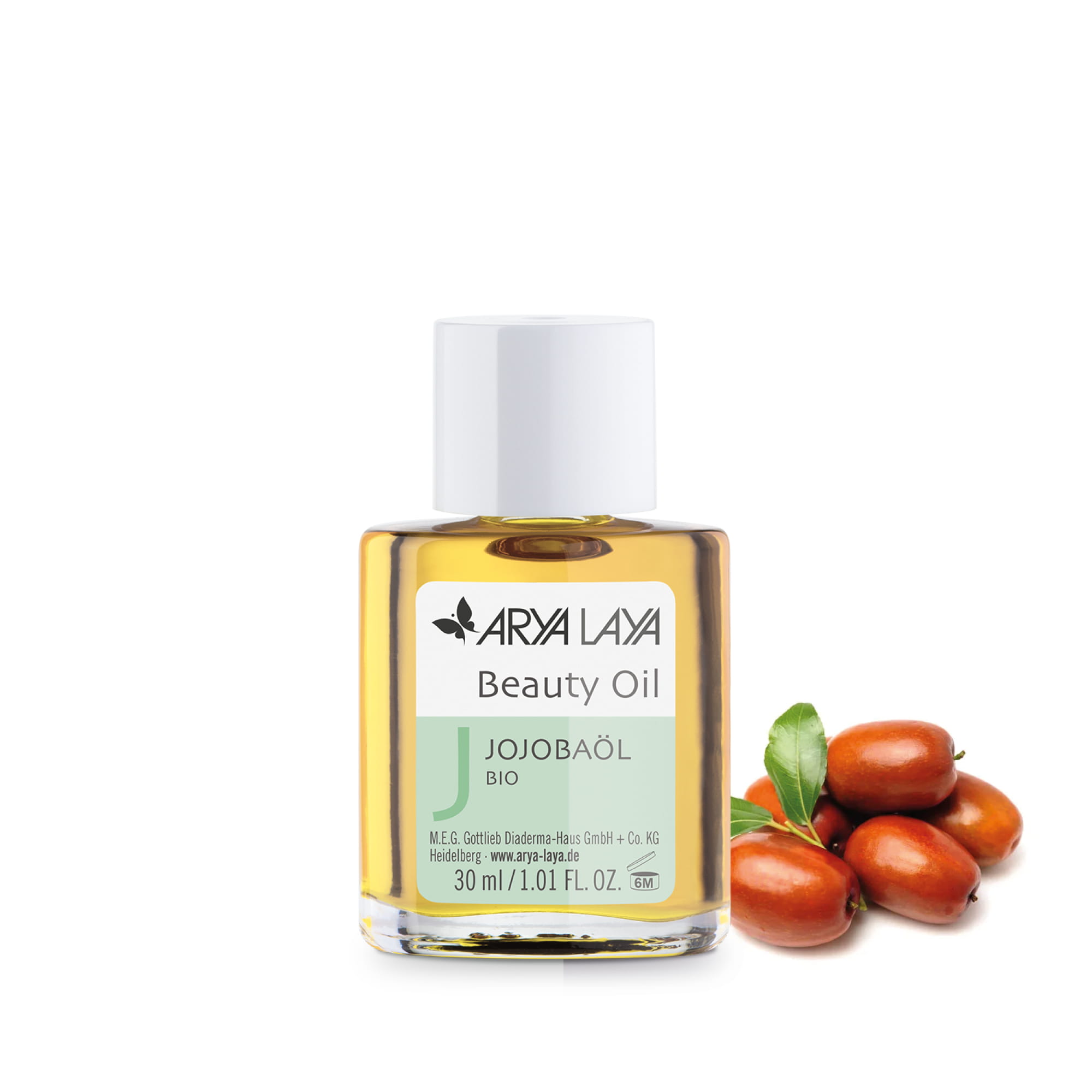 Hero: Glasfläschchen ARYA LAYA Beauty Oil Jojobaöl bio 30 ml Glasfläschchen mit ARYA LAYA Beauty Oil Jojobaöl bio, 30 ml