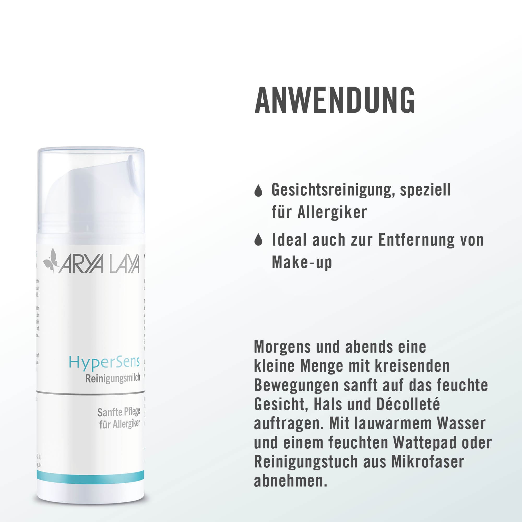 Anwendung ARYA LAYA HyperSens Reinigungsmilch