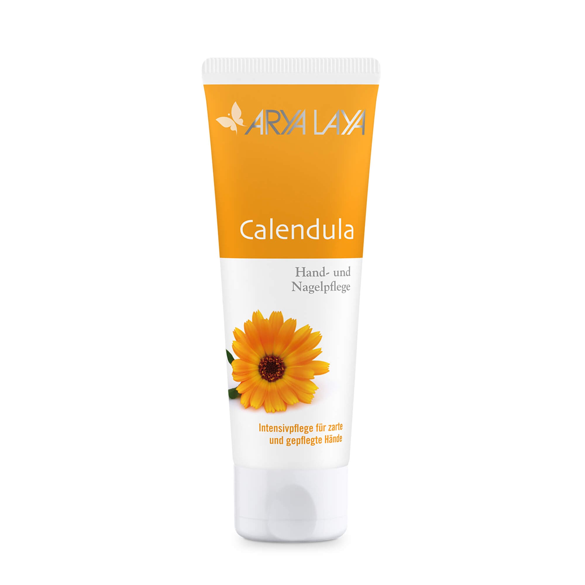 Tube mit ARYA LAYA Calendula Hand- und Nagelpflege, 75 ml