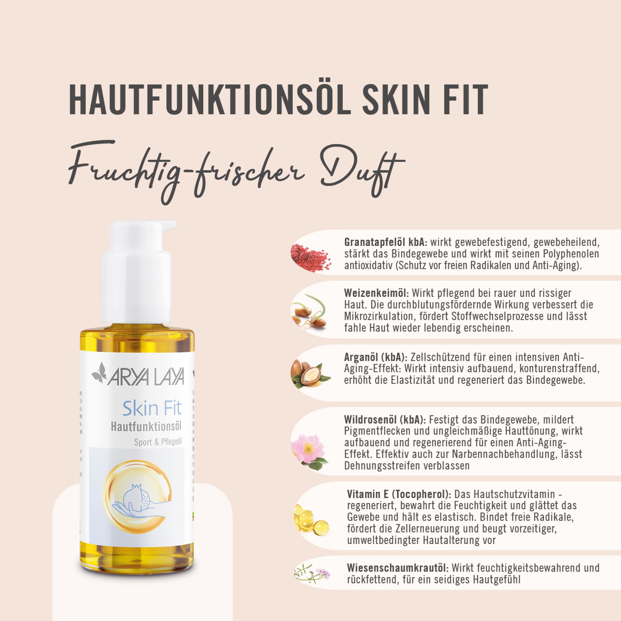 Wirkstoffe ARYA LAYA Hautfunktionsöl Skin Fit Sport und Pflegeöl, 100 ml