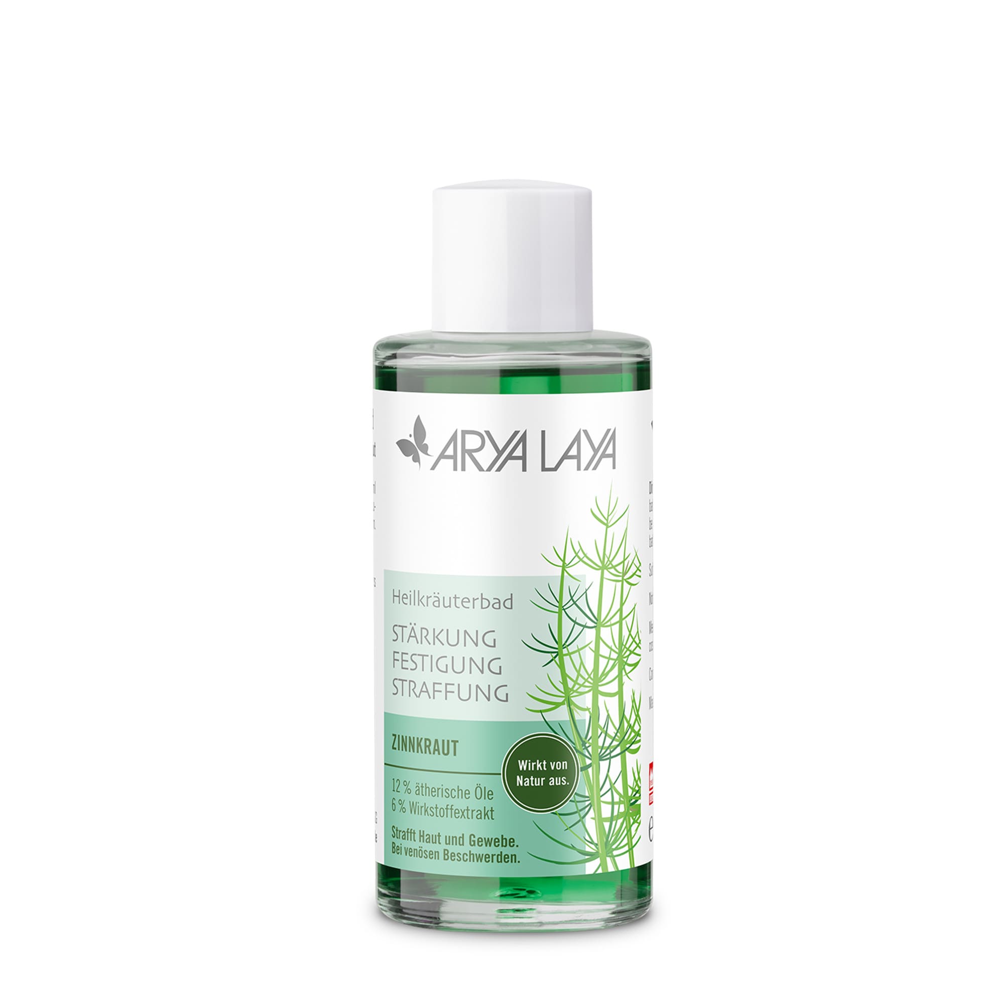 Glasflasche mit ARYA LAYA Heilkräuterbad Zinnkraut - Straffung, 100 ml 