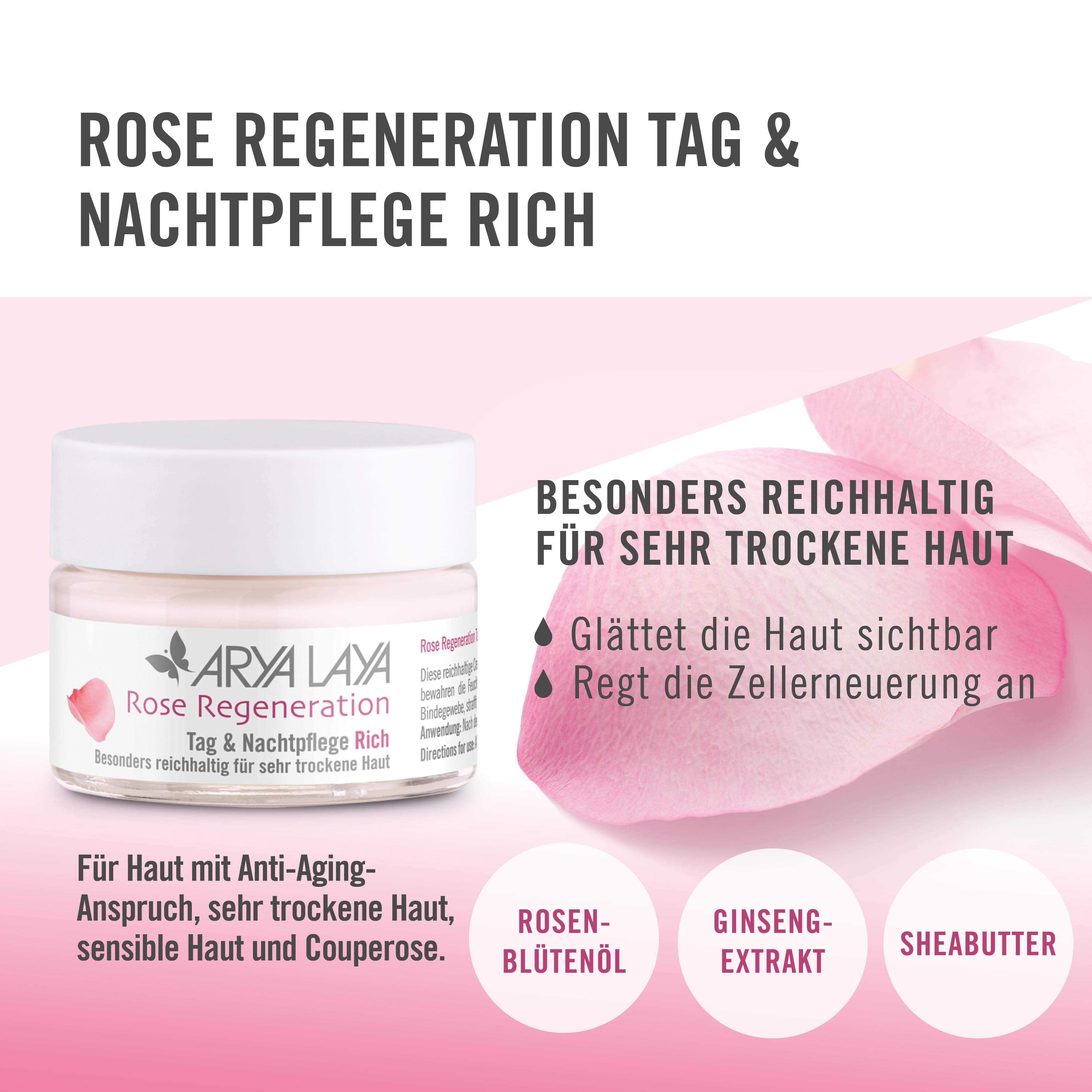 Wirkweise: ARYA LAYA Rose Regeneration Tag und Nachtpflege Rich