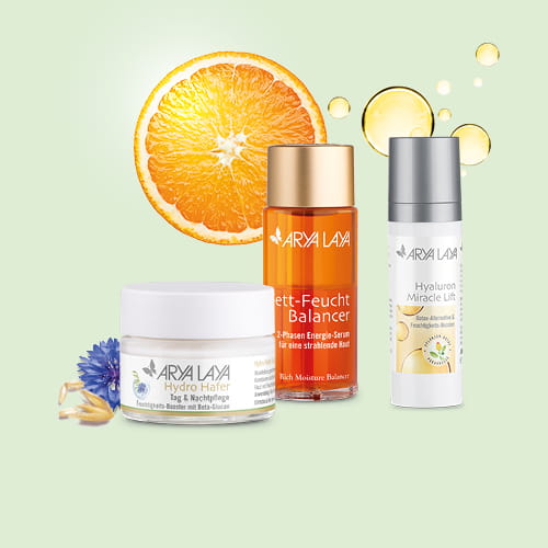 ARYA LAYA Bestseller: Fett-Feucht Balancer Klassiker, Hyaluron Miracle Lift, Hydro Hafer Tag & Nachtpflege