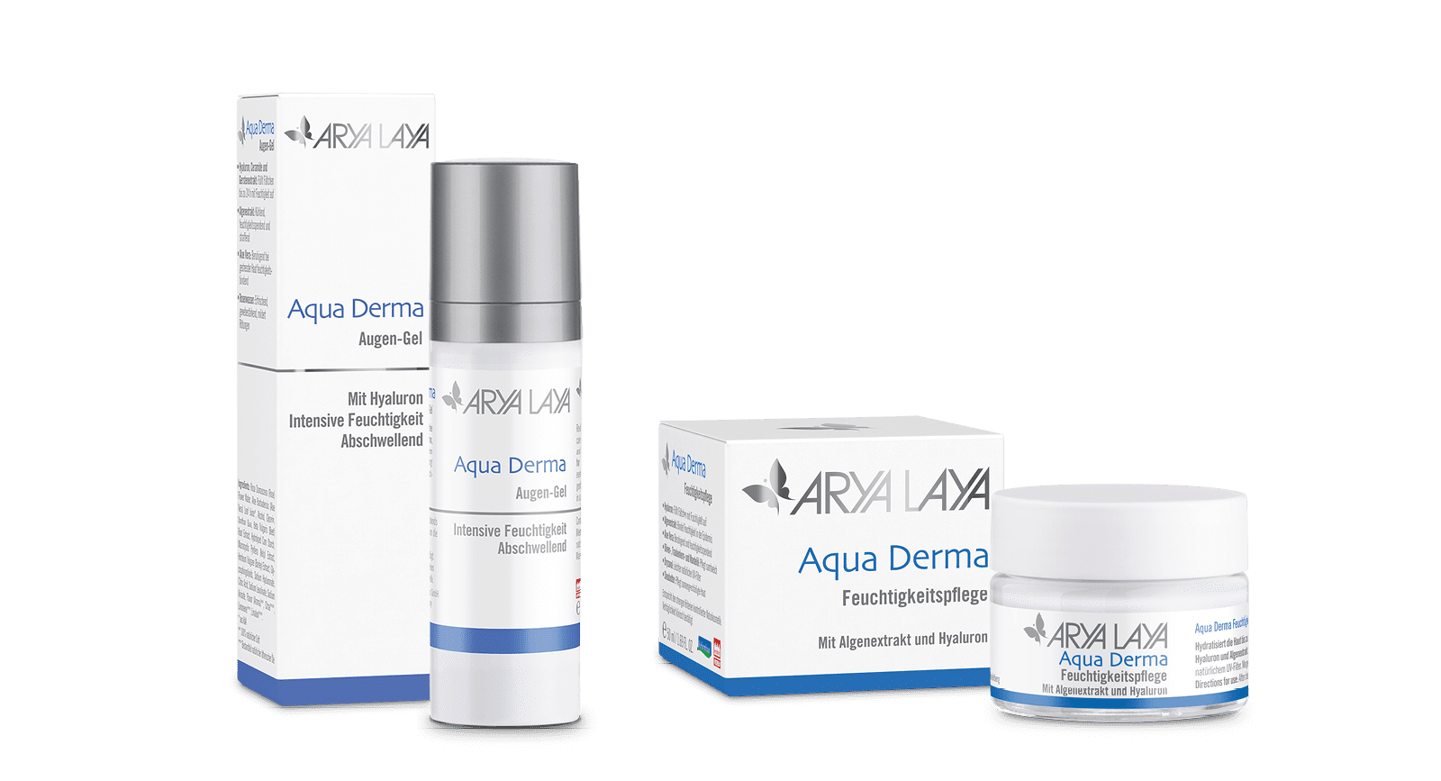 Produktübersicht der ARYA LAYA Pflegeserie Aqua Derma