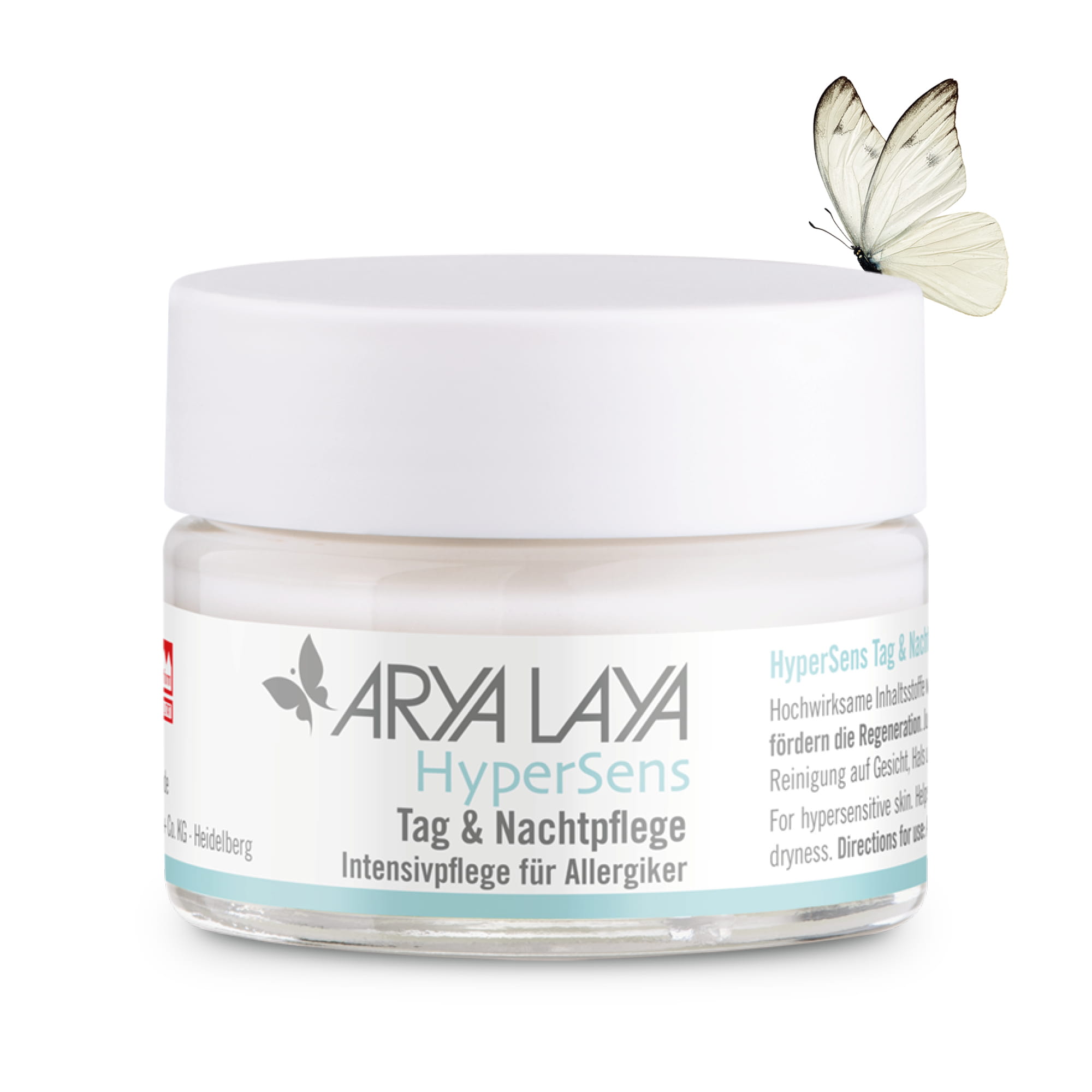 Glastiegel ARYA LAYA HyperSens Tag und Nachtpflege 50 ml Glastiegel mit ARYA LAYA HyperSens Tag und Nachtpflege, 50 ml