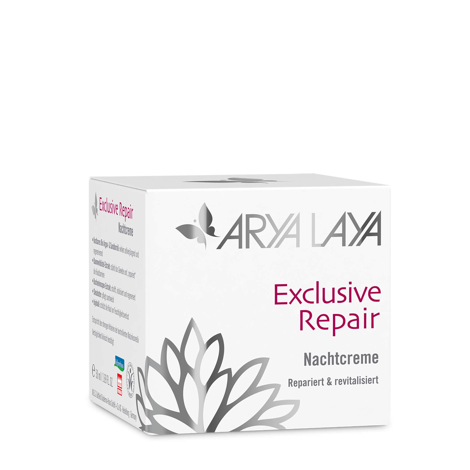 Faltschachtel ARYA LAYA Exclusive Repair Nachtcreme 50 ml Faltschachtel mit ARYA LAYA Exclusive Repair Nachtcreme, 50 ml