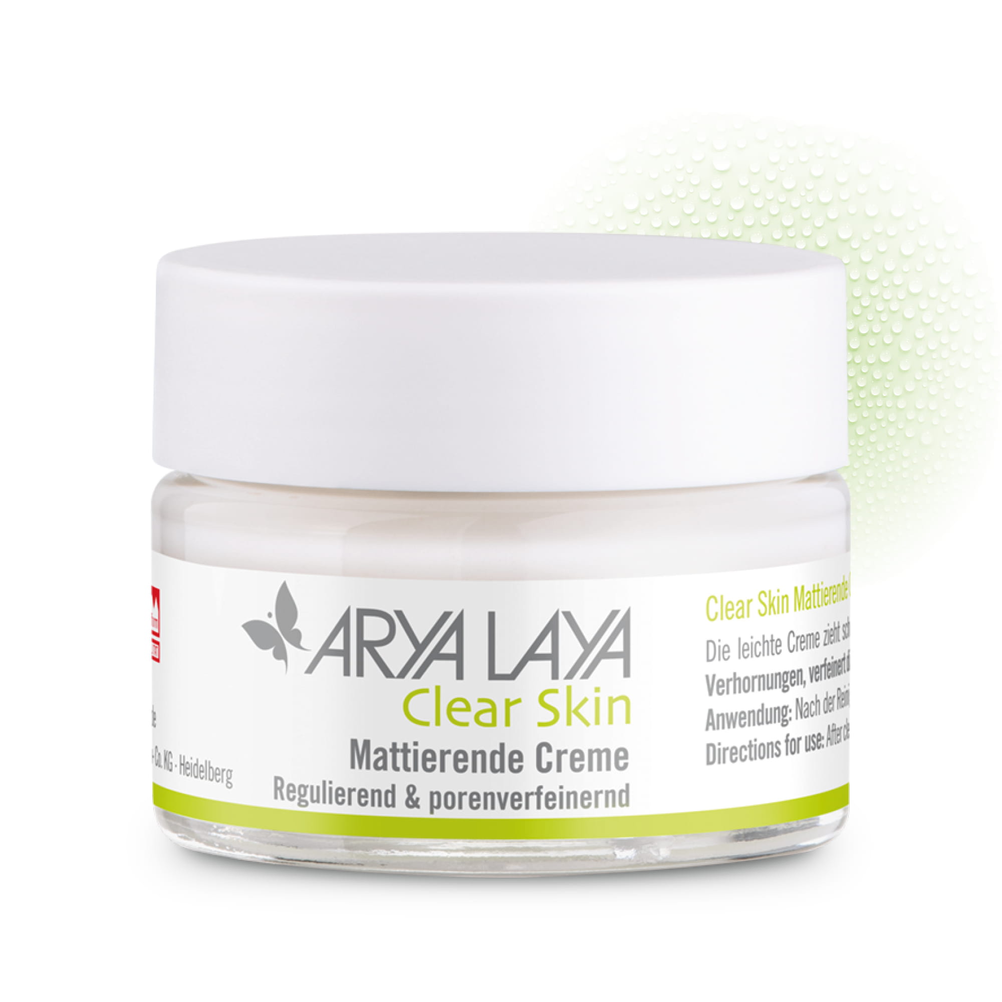 Hero: Glastiegel ARYA LAYA Clear Skin Mattierende Creme 50 ml Glastiegel mit ARYA LAYA Clear Skin Mattierende Creme, 50 ml