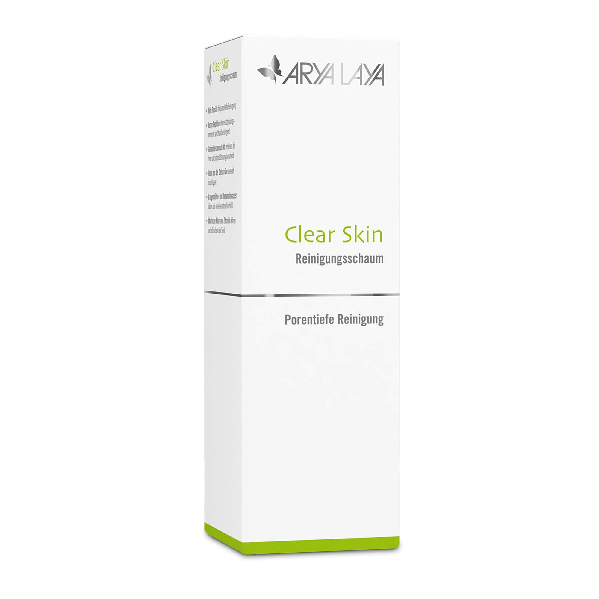 Faltschachtel mit ARYA LAYA Clear Skin Reinigungsschaum, 125 ml