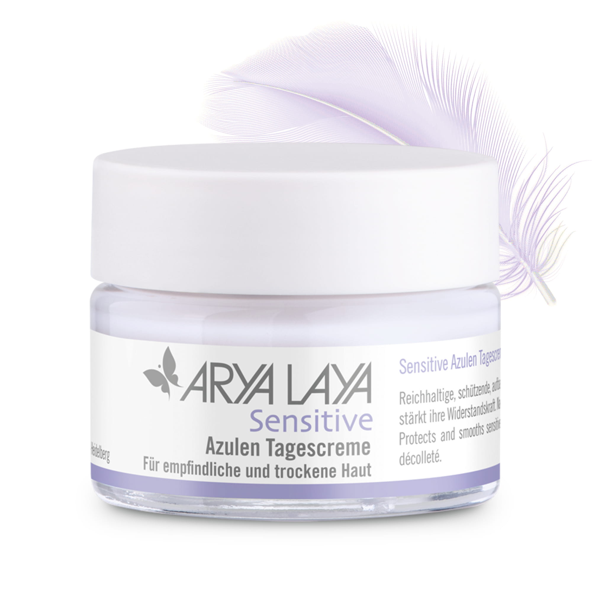 Hero: Glastiegel ARYA LAYA Sensitive Azulen Tagescreme 50 ml Glastiegel mit ARYA LAYA Sensitive Azulen Tagescreme, 50 ml