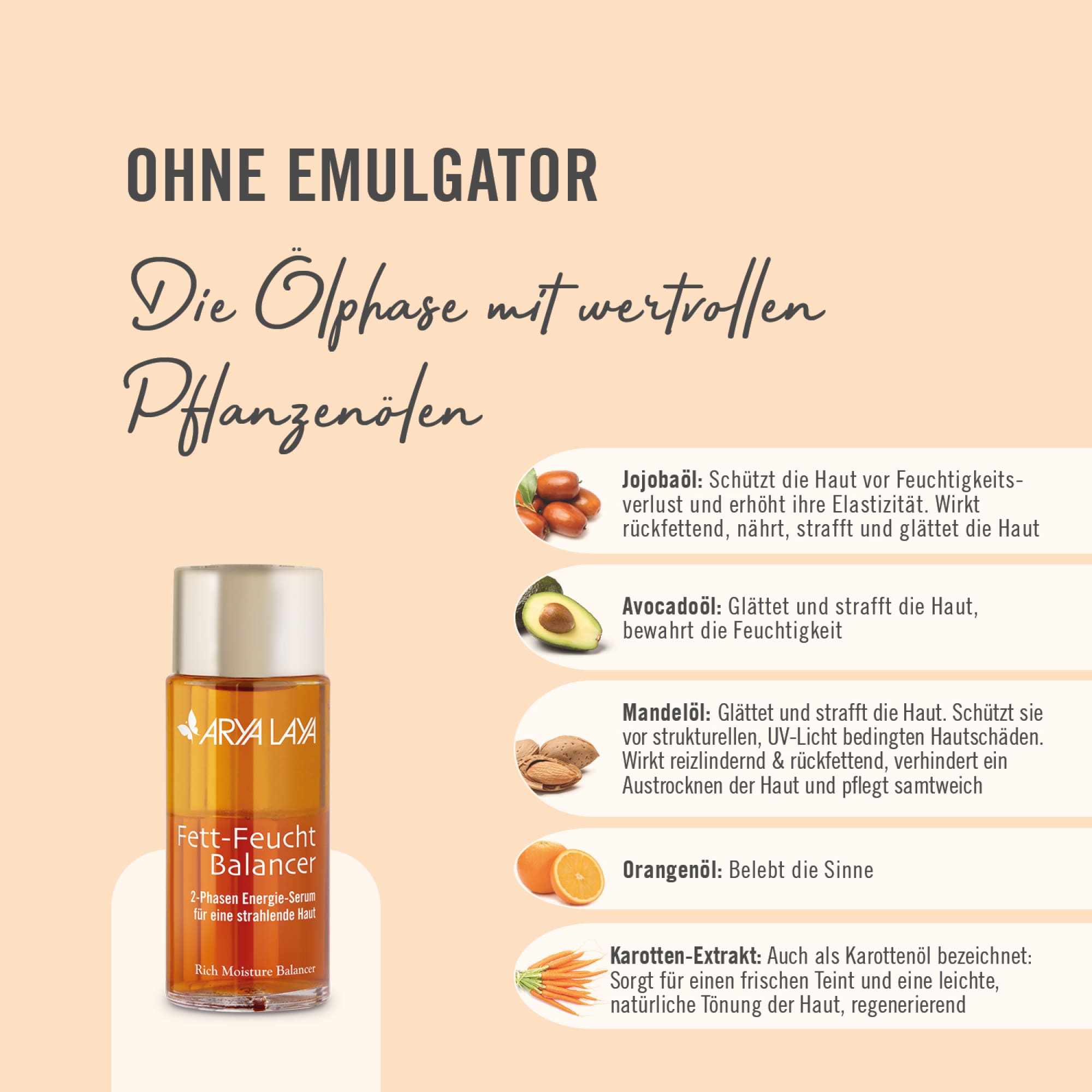 Wirkweise Ölphase ARYA LAYA Fett-Feucht Balancer Cell Repair Klassiker