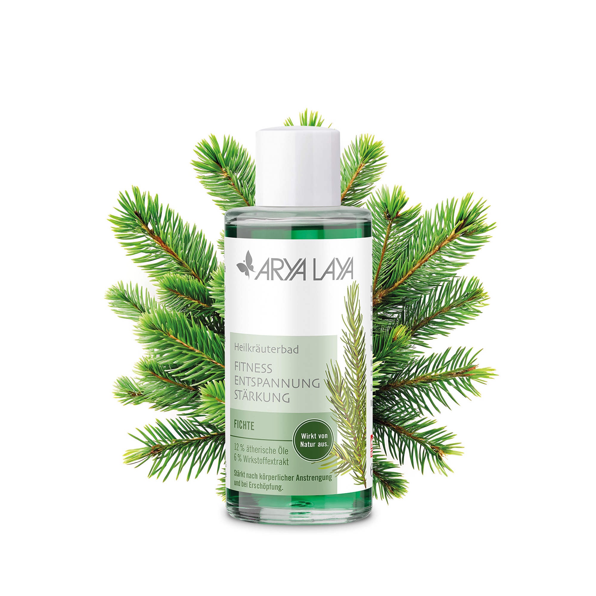 Hero: Glasflasche ARYA LAYA Heilkräuterbad Fichte - Stärkung 100 ml Glasflasche mit ARYA LAYA Heilkräuterbad Fichte - Stärkung, 100 ml