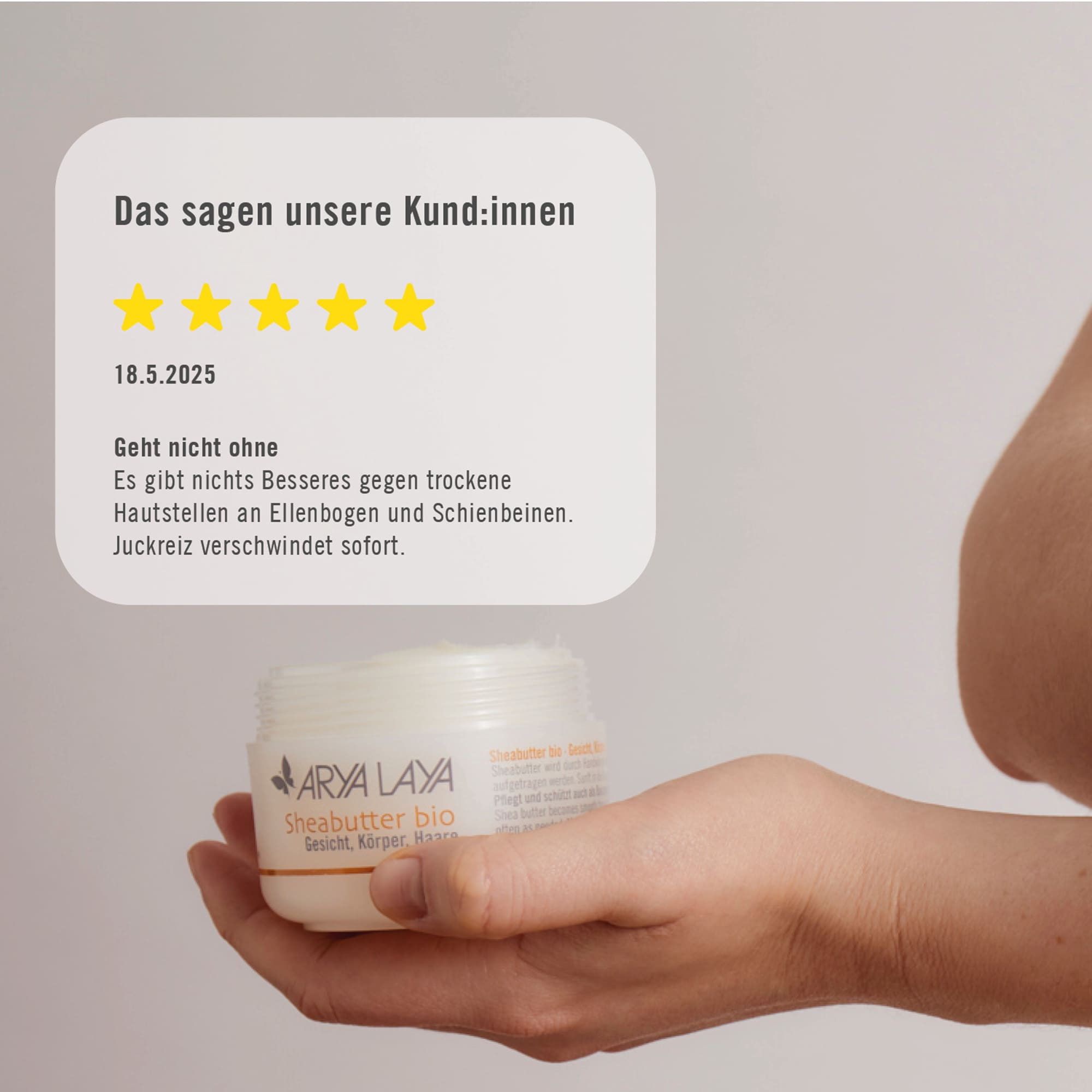 Chart Kundenstimmen ARYA LAYA Sheabutter Das sagen unsere Kunden