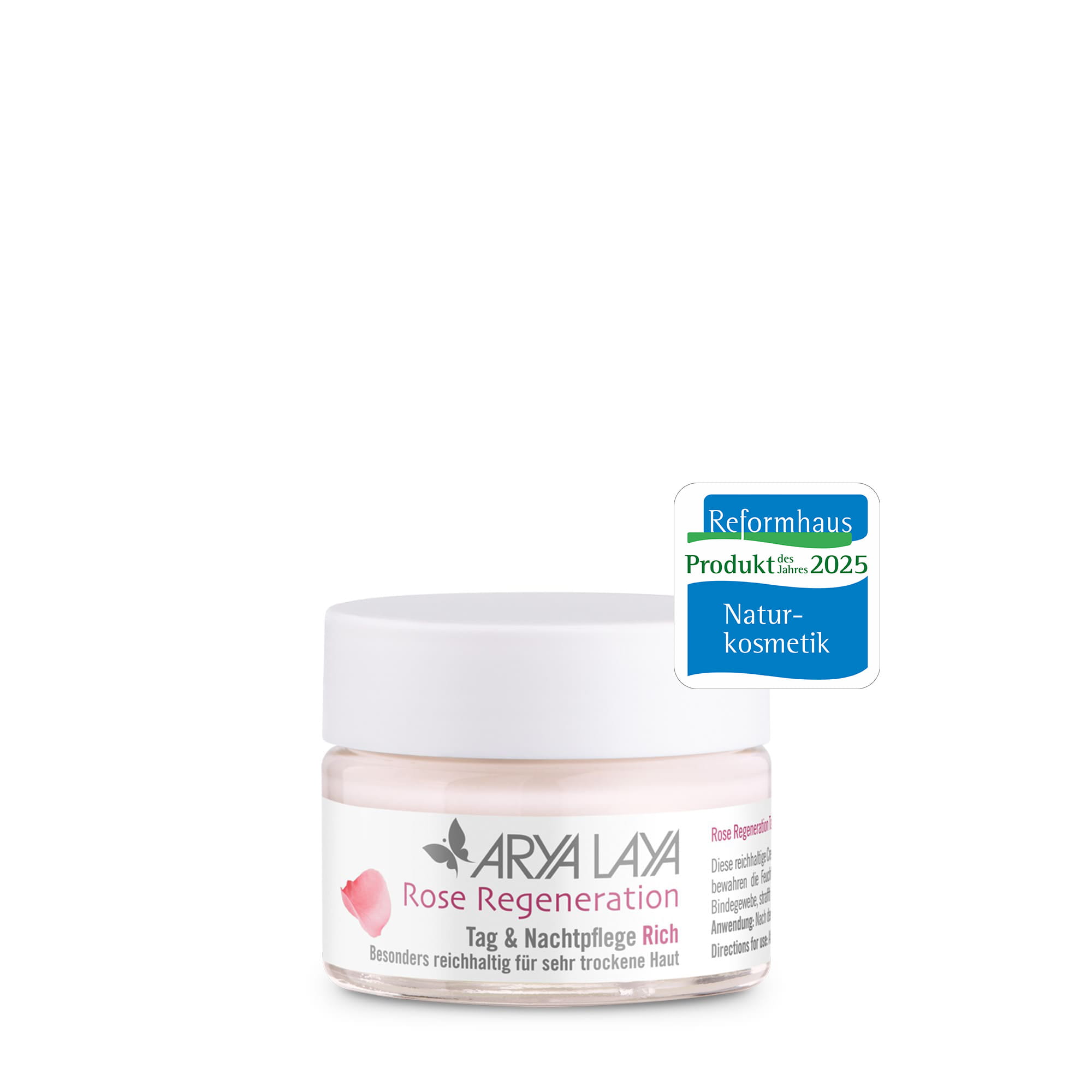 ARYA LAYA Rose Regeneration Tag & Nachtpflege Rich 50 ml, Glastiegel