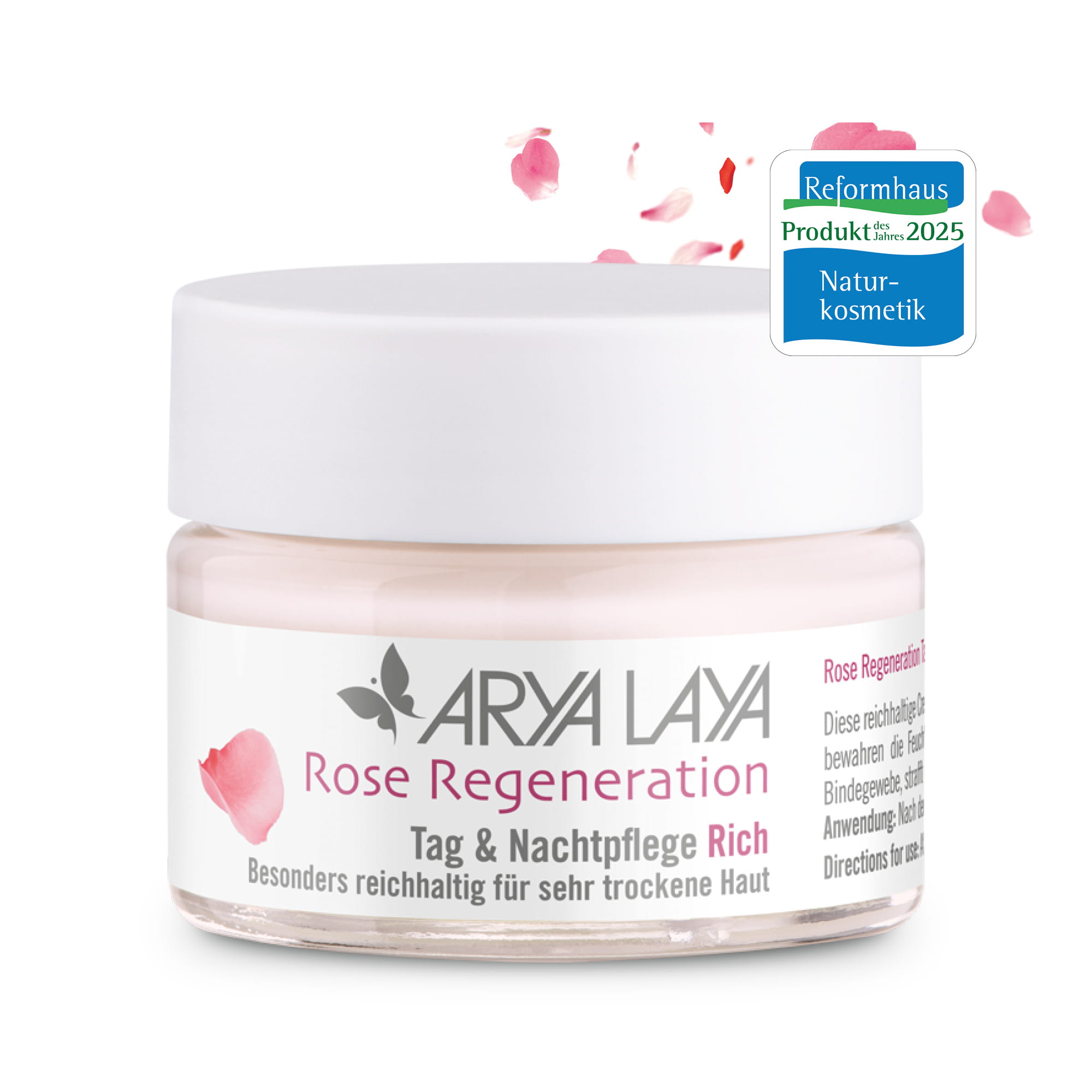 Hero: Glastiegel ARYA LAYA Rose Regeneration Tag & Nachtpflege Rich 50 ml ARYA LAYA Rose Regeneration Tag & Nachtpflege Rich 50 ml, Glastiegel
