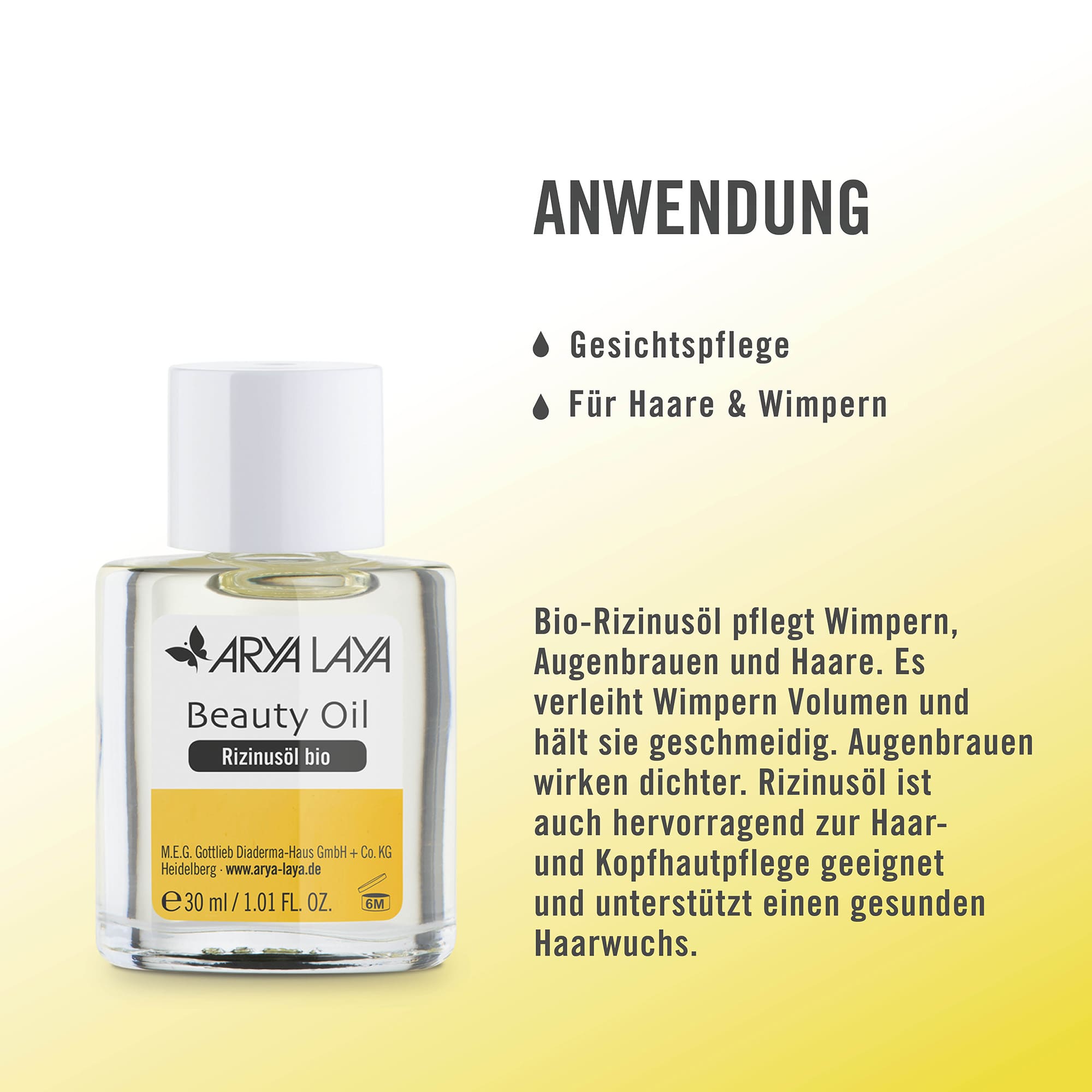 Anwendung ARYA LAYA Beauty Oil Rizinusöl