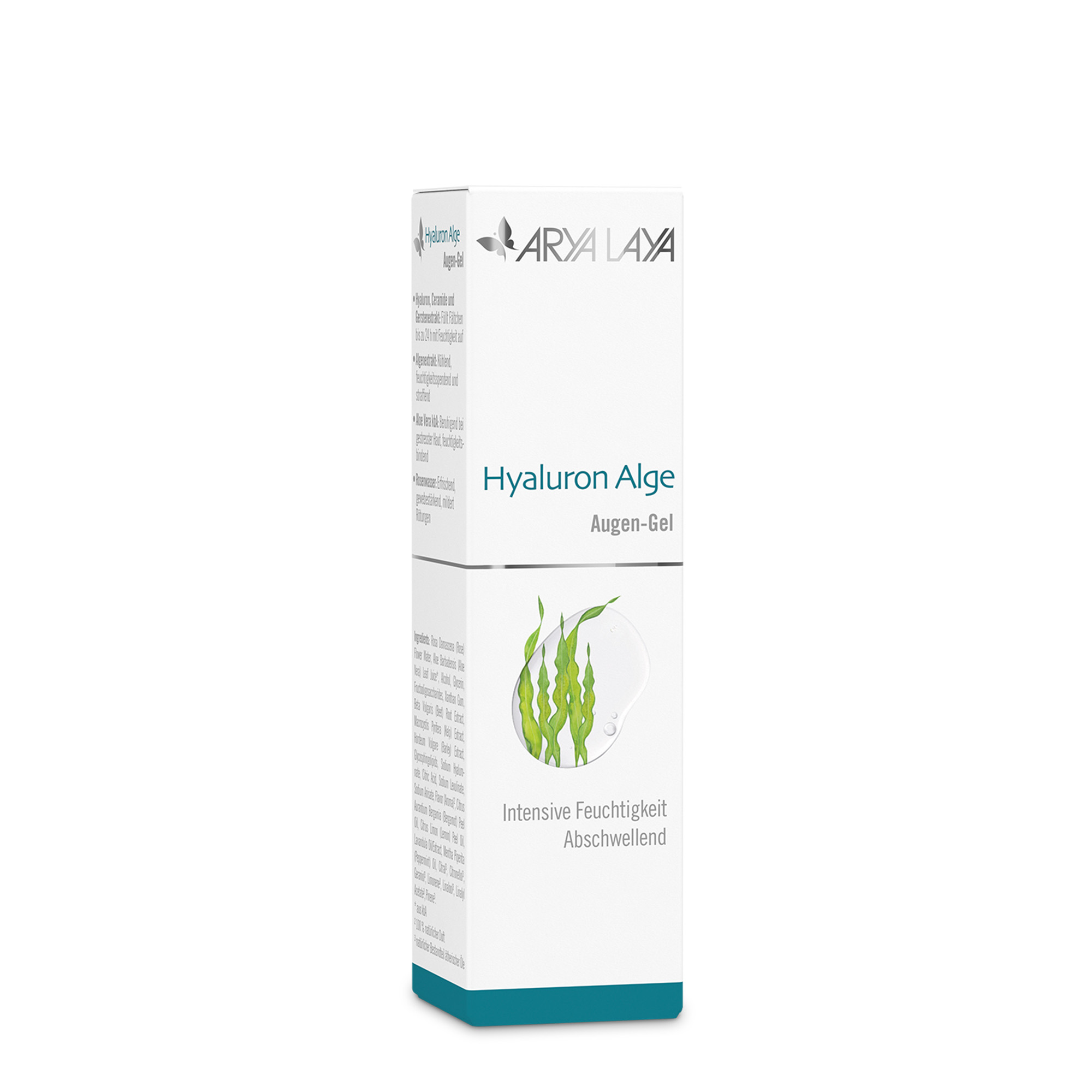 Faltschachtel mit ARYA LAYA Hyaluron Alge Augen-Gel, 30 ml
