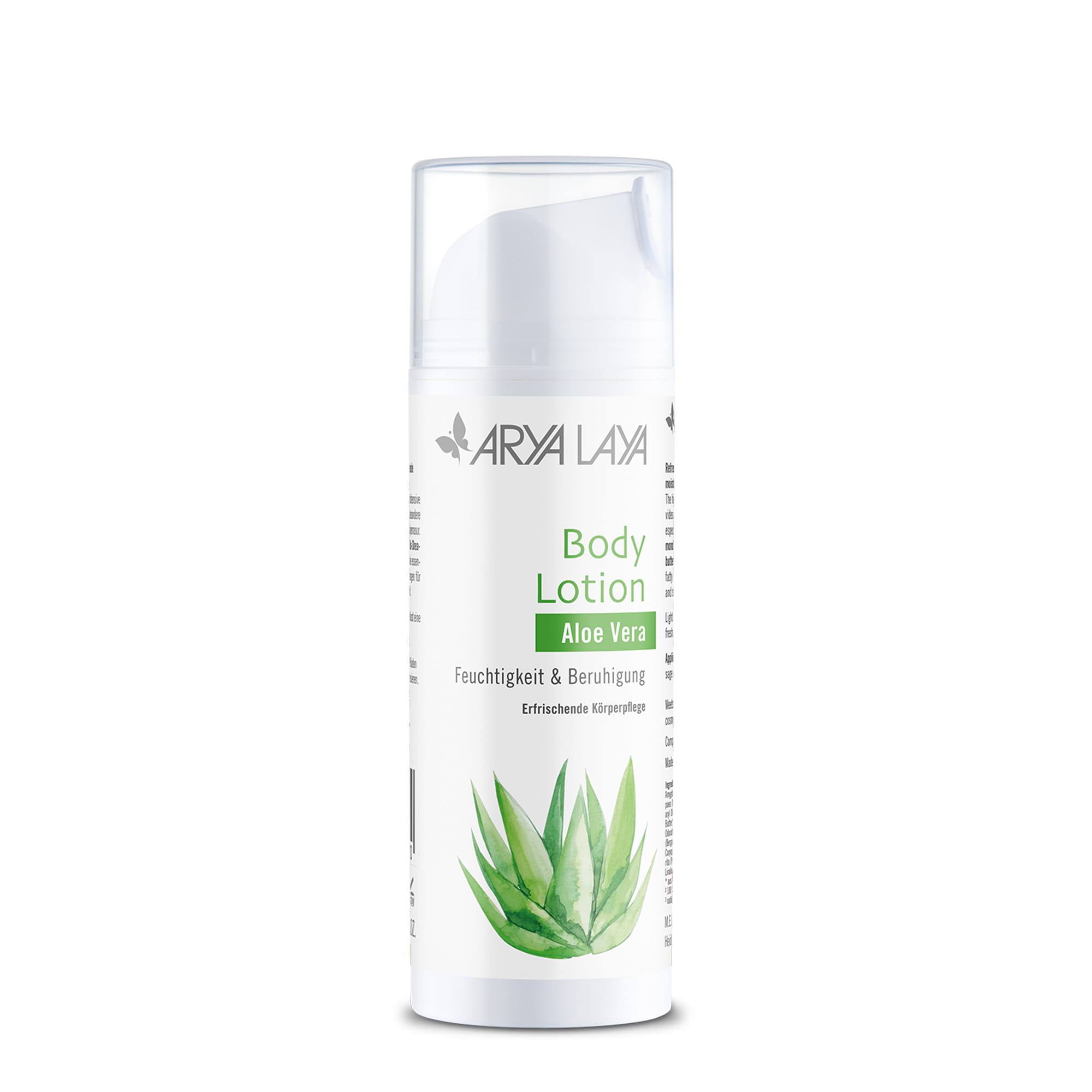 Airless-Spender mit ARYA LAYA Body Lotion Aloe Vera, 150 ml