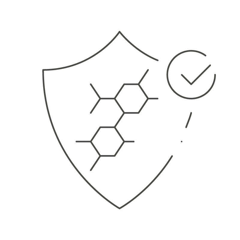Icon: Ohne schädliche Chemikalien Schutzschild