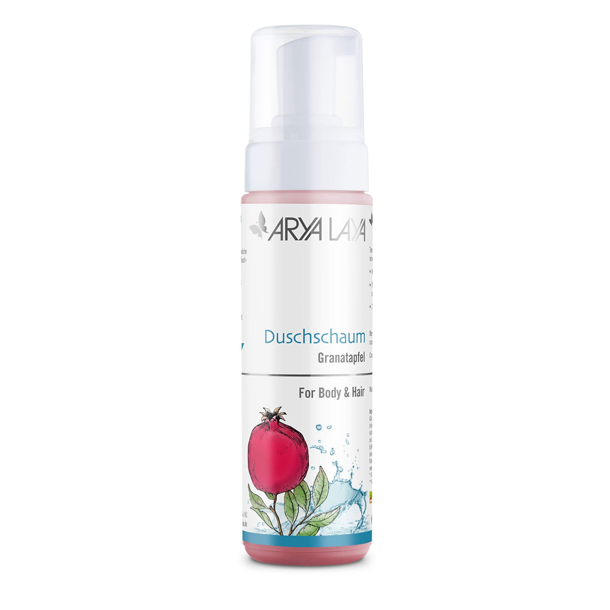 Airless-Spender mit ARYA LAYA Duschschaum Granatapfel, 200 ml