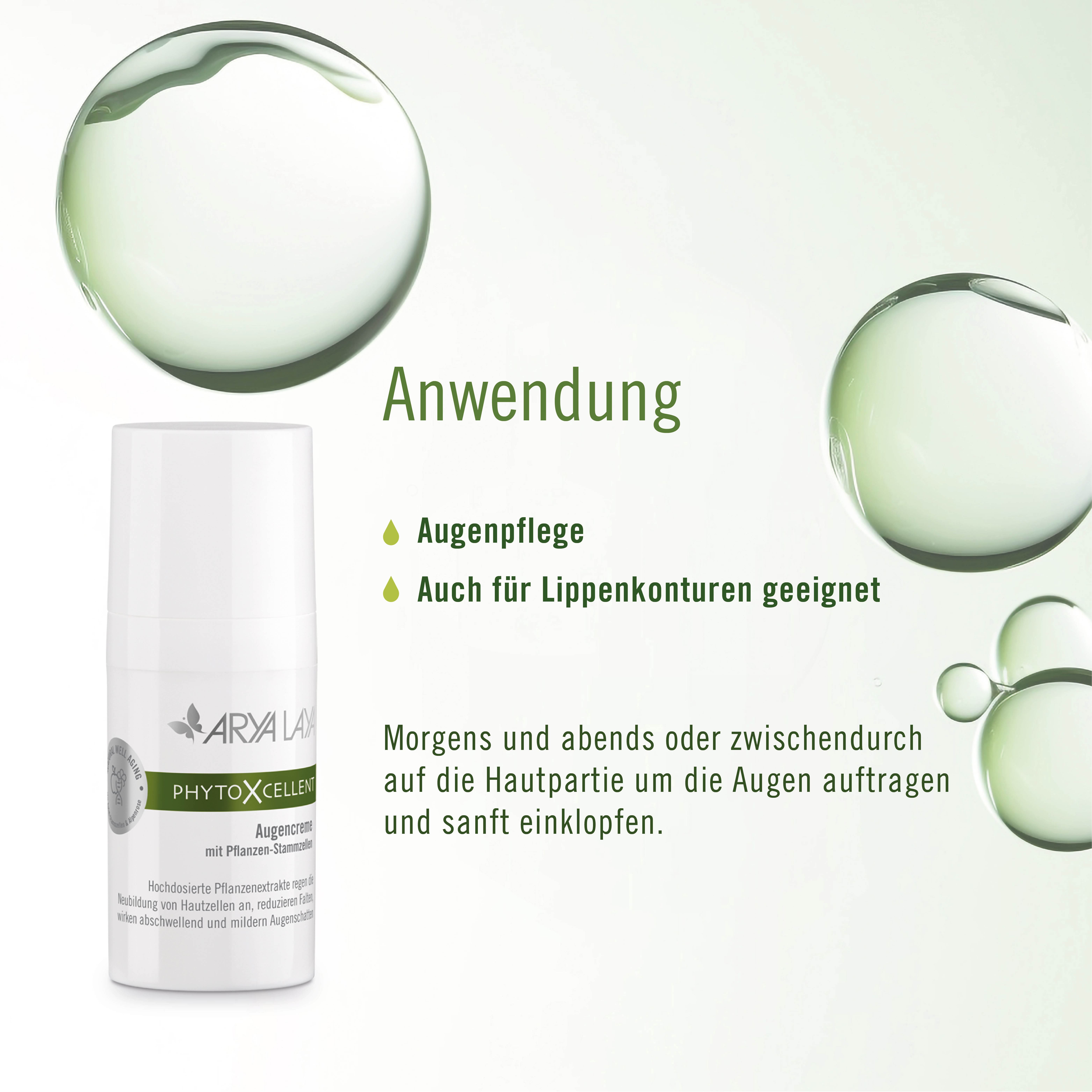 Anwendung ARYA LAYA PhytoXcellent Augencreme