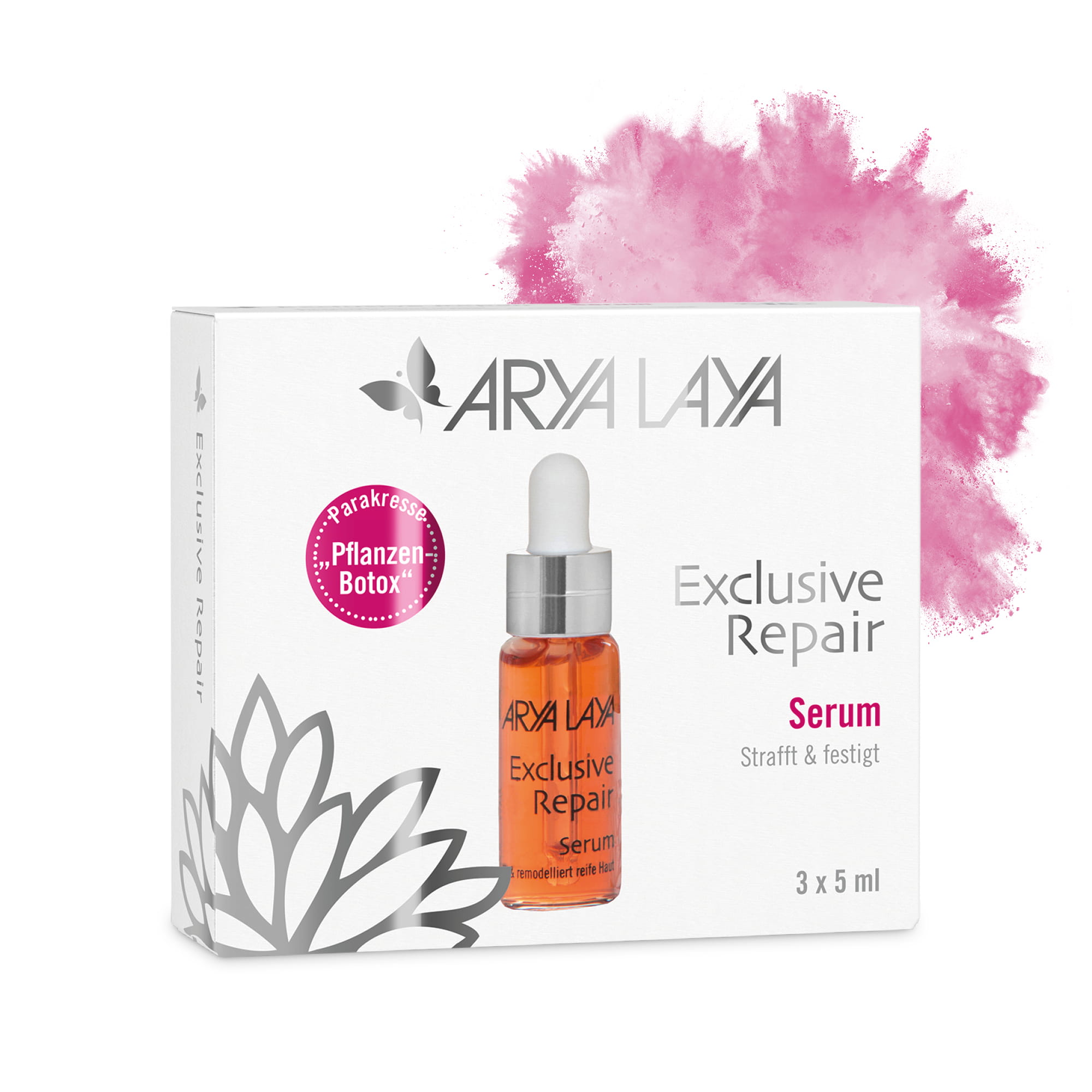 Faltschachtel ARYA LAYA Exclusive Repair Serum 3x5 ml Faltschachtel mit ARYA LAYA Exclusive Repair Serum, 3x5 ml