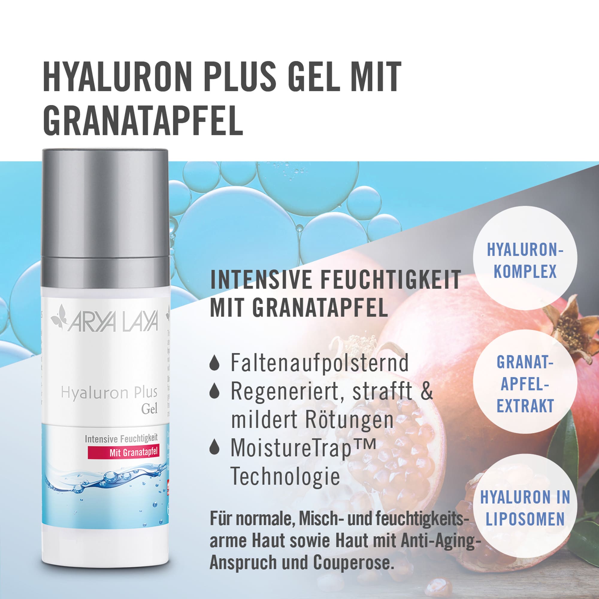 Wirkweise ARYA LAYA Hyaluron Plus Gel mit Granatapfel