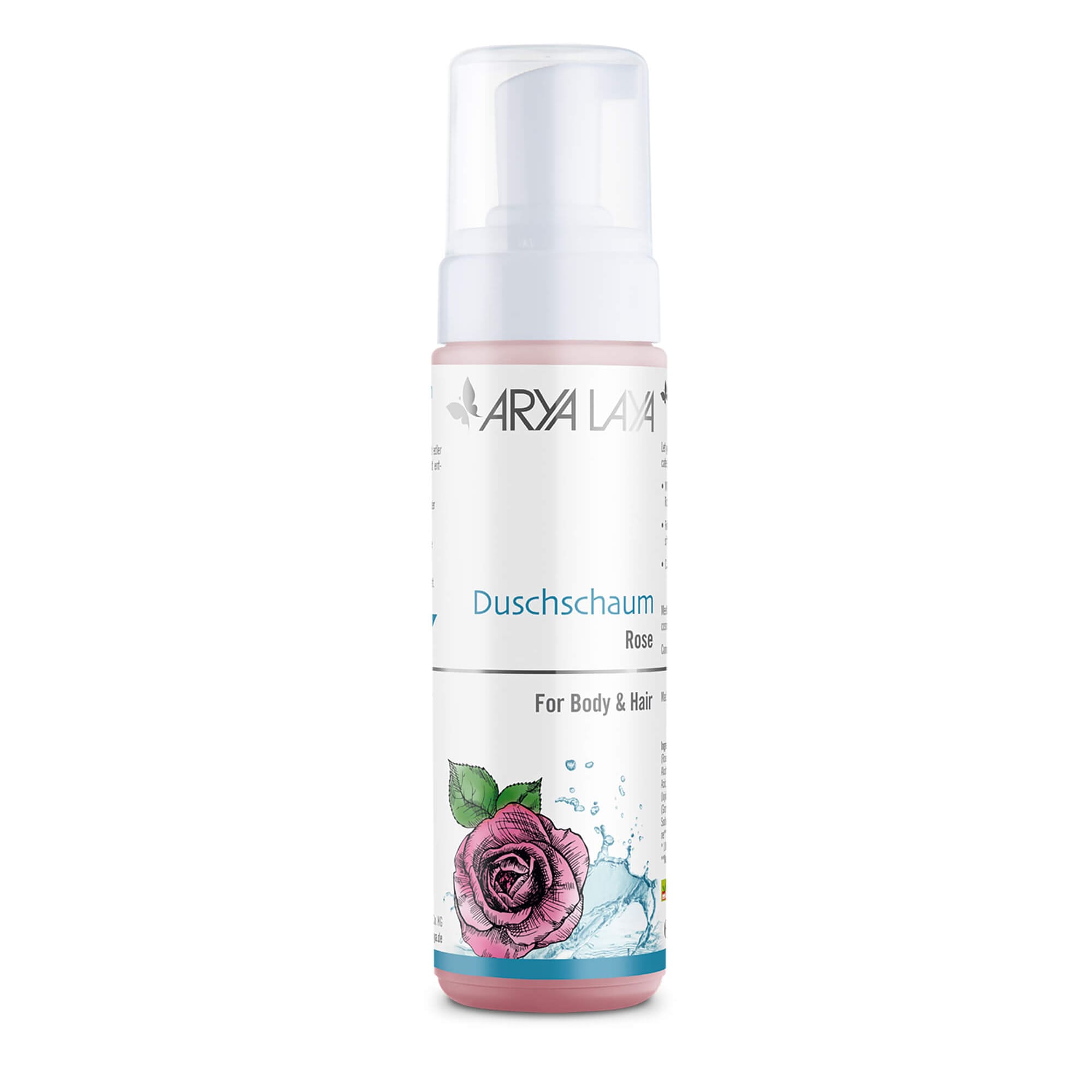 Airless-Spender mit ARYA LAYA Duschschaum Rose, 200 ml