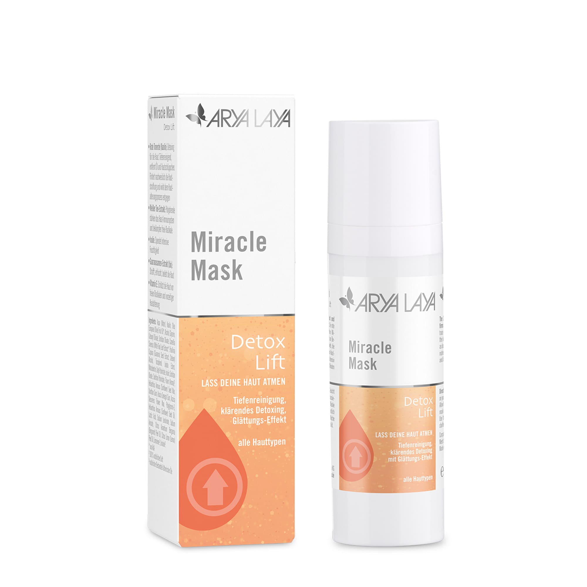 Airless-Spender und Faltschachtel mit ARYA LAYA Miracle Mask Detox Lift, 30 ml 