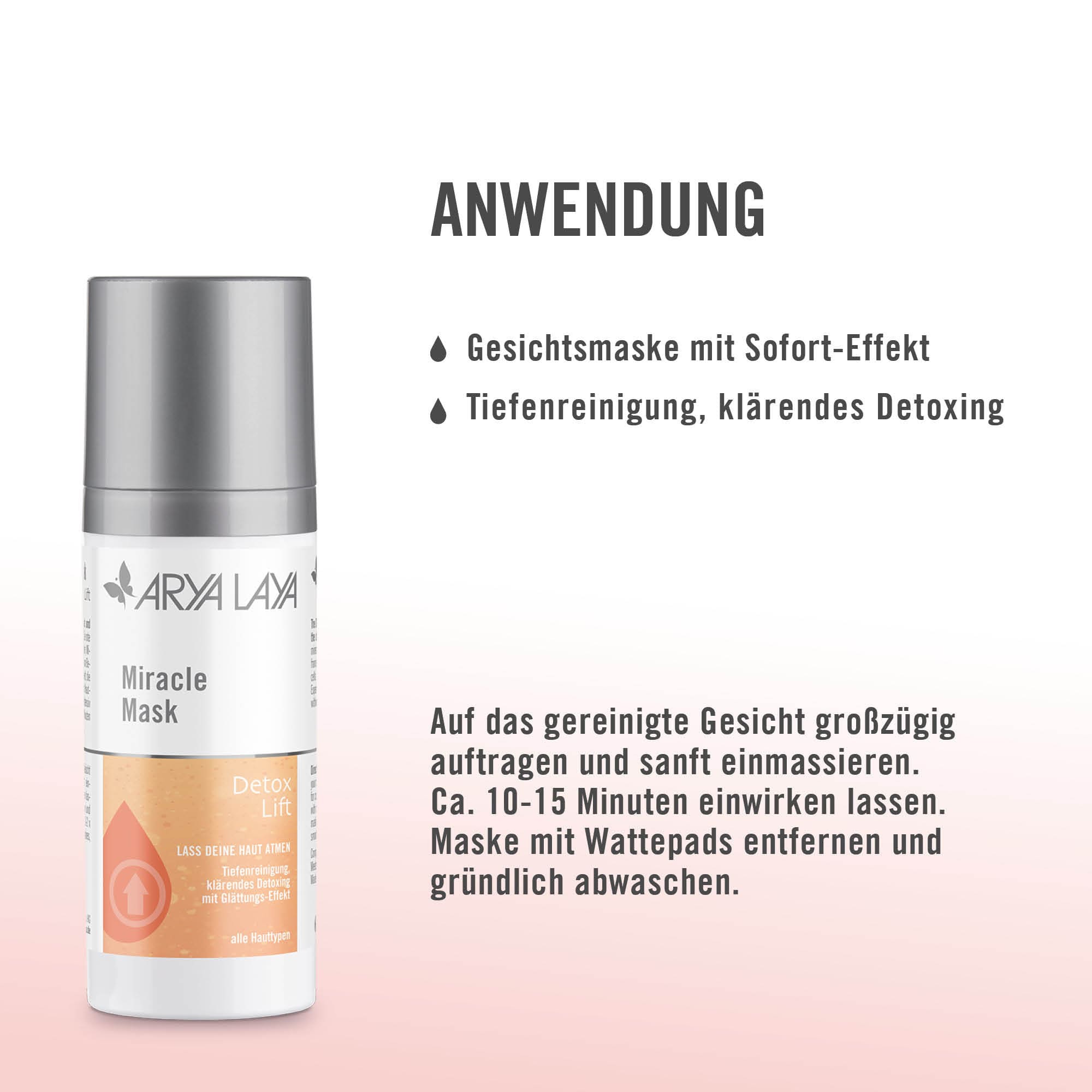 Chart Anwendung ARYA LAYA Miracle Mask Detox Lift Anwendung ARYA LAYA Miracle Mask Detox Lift