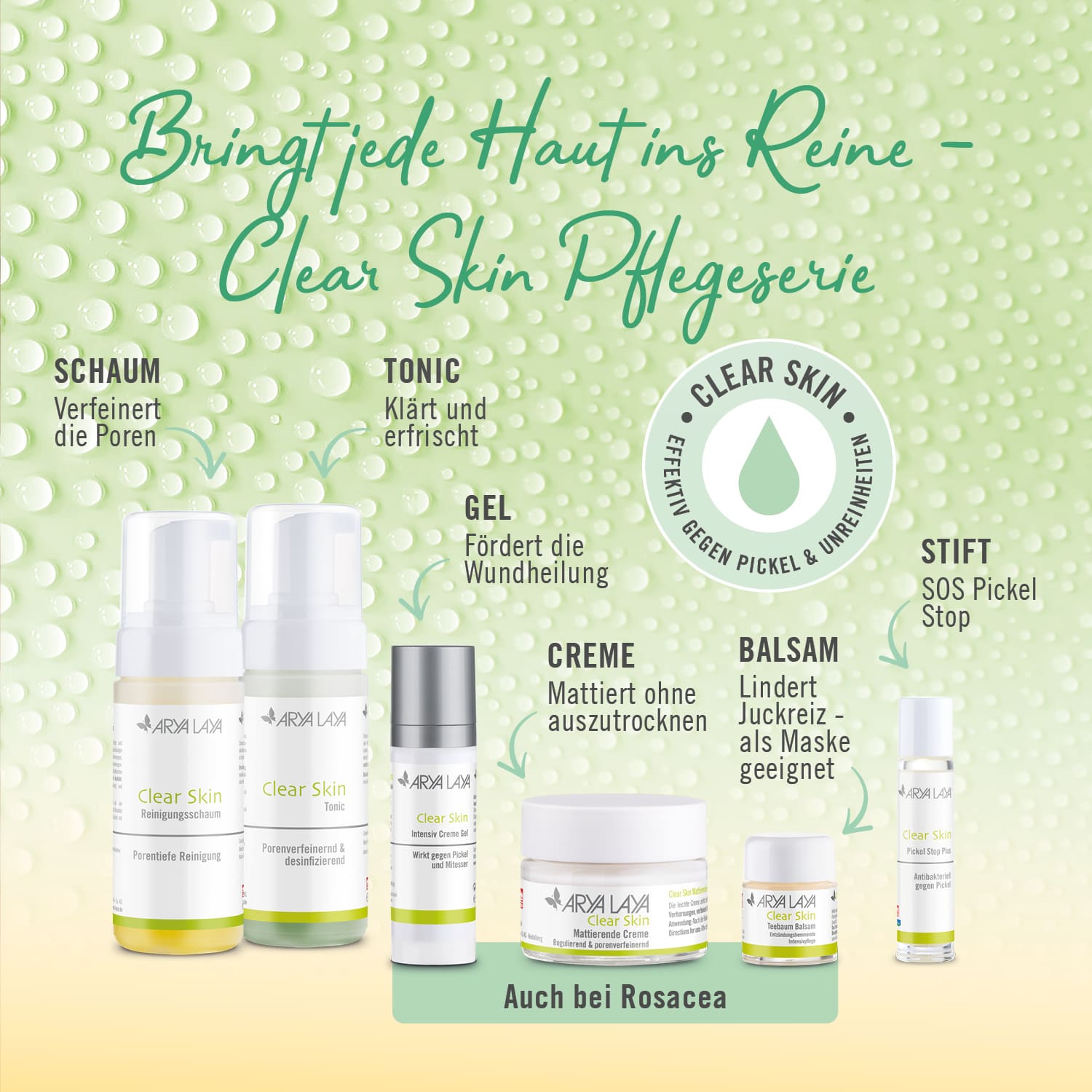 Chart ARYA LAYA Clear Skin Pflegeserie Bringt jede Haut ins Reine - Clear Skin Pflegeserie