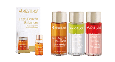 Produktübersicht der ARYA LAYA Pflegeserie Fett-Feucht Balancer