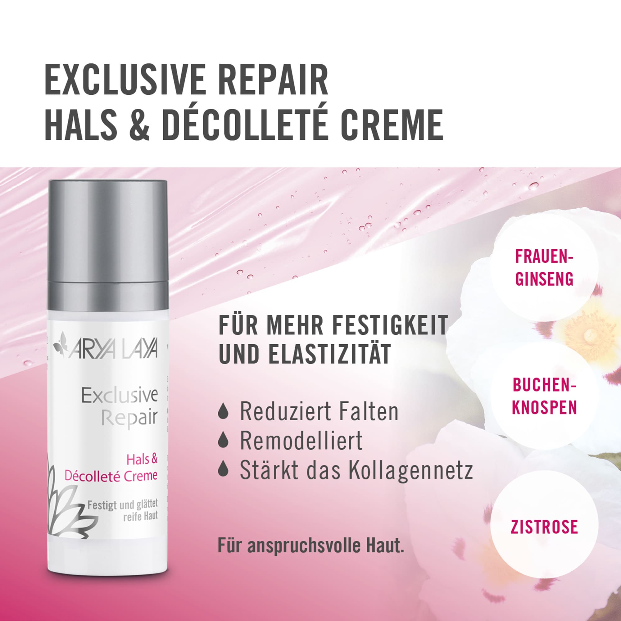 Wirkweise ARYA LAYA Exclusive Repair Hals und Décolleté Creme