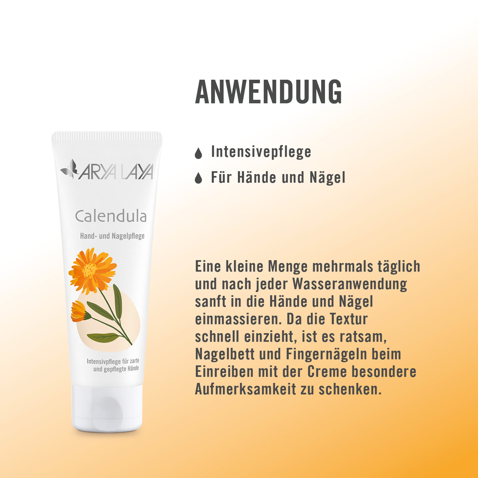 Chart Anwendung ARYA LAYA Calendula Hand- und Nagelpflege Anwendung ARYA LAYA Calendula Hand- und Nagelpflege