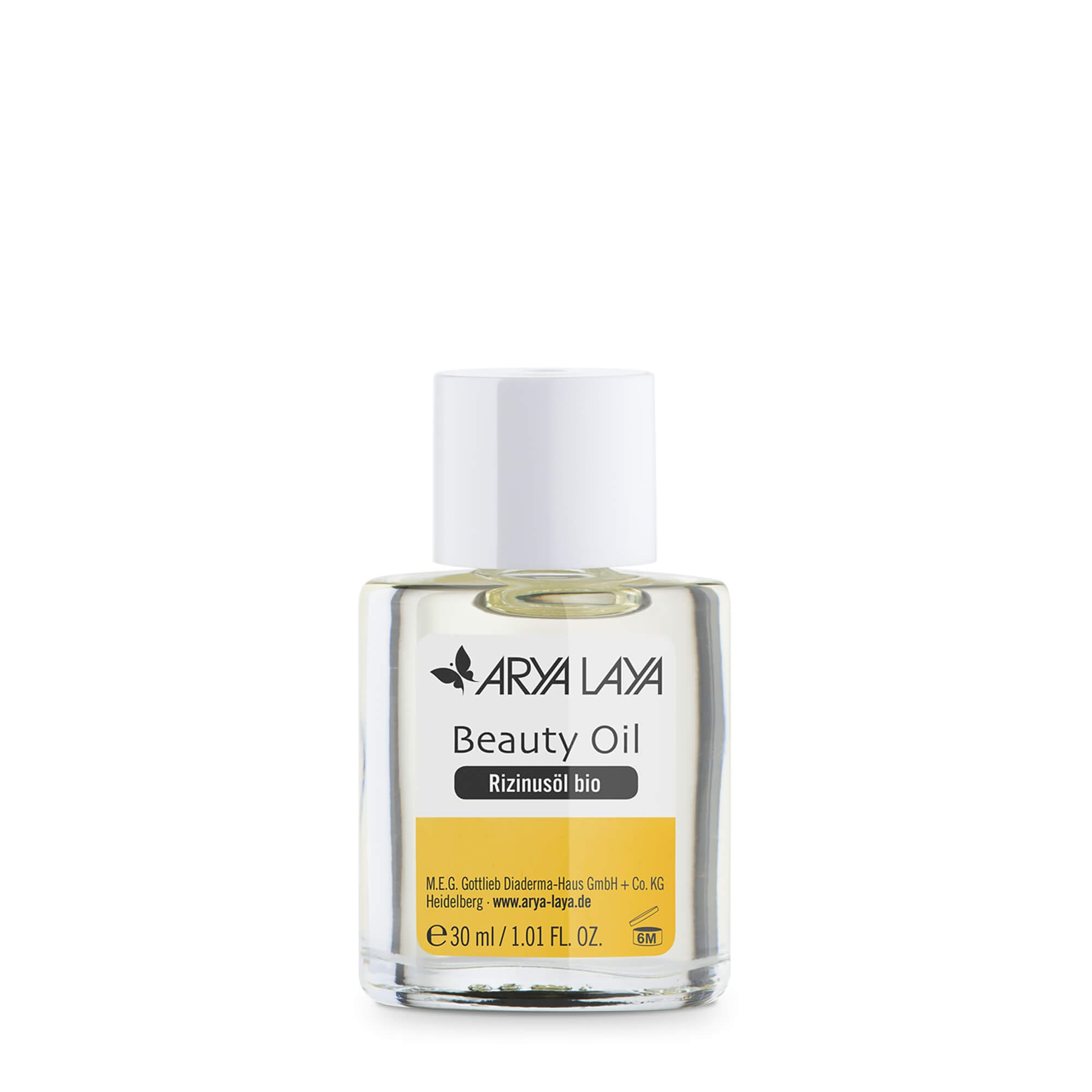 Glasfläschchen mit ARYA LAYA Beauty Oil Rizinusöl, 30 ml 