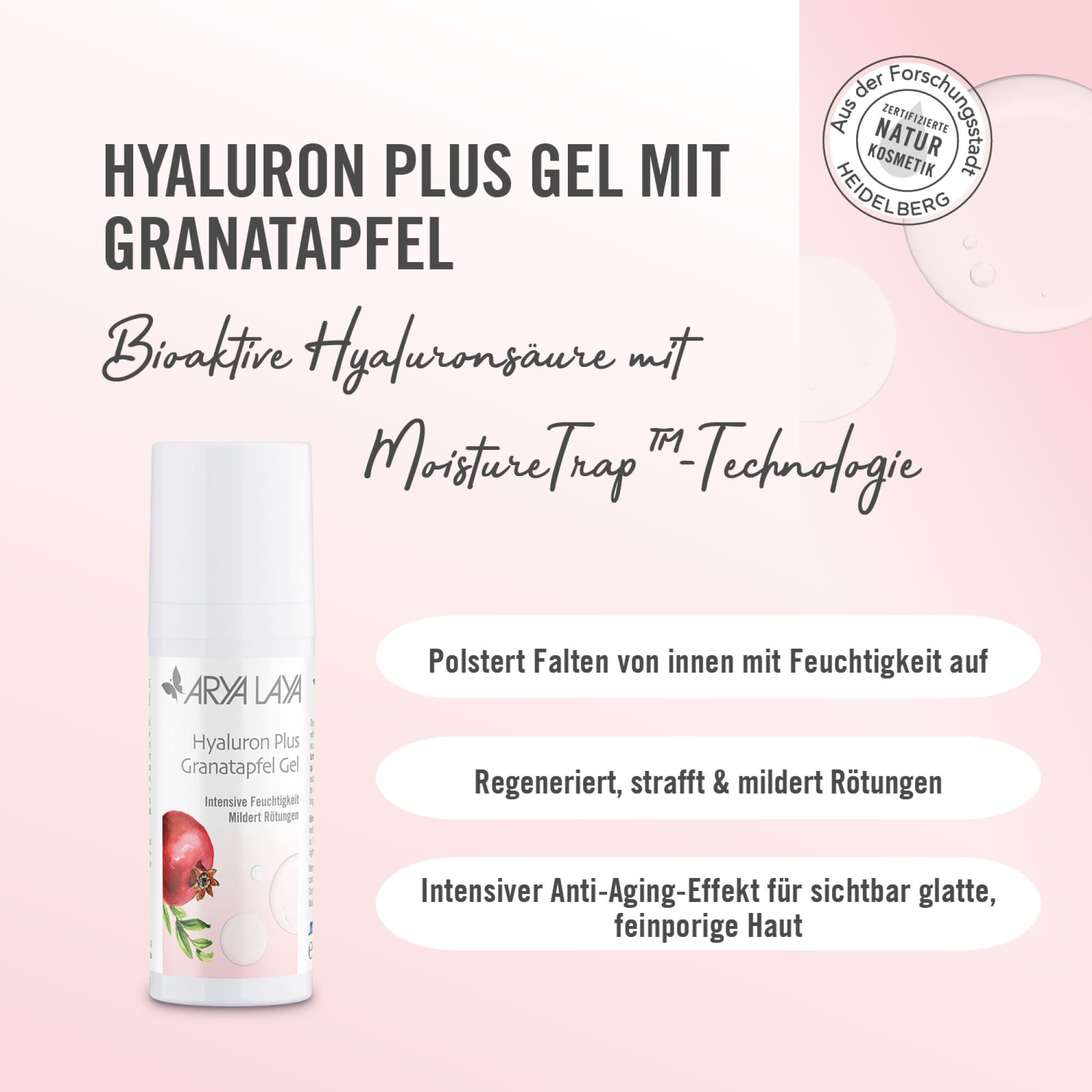 Wirkweise ARYA LAYA Hyaluron Plus Gel mit Granatapfel