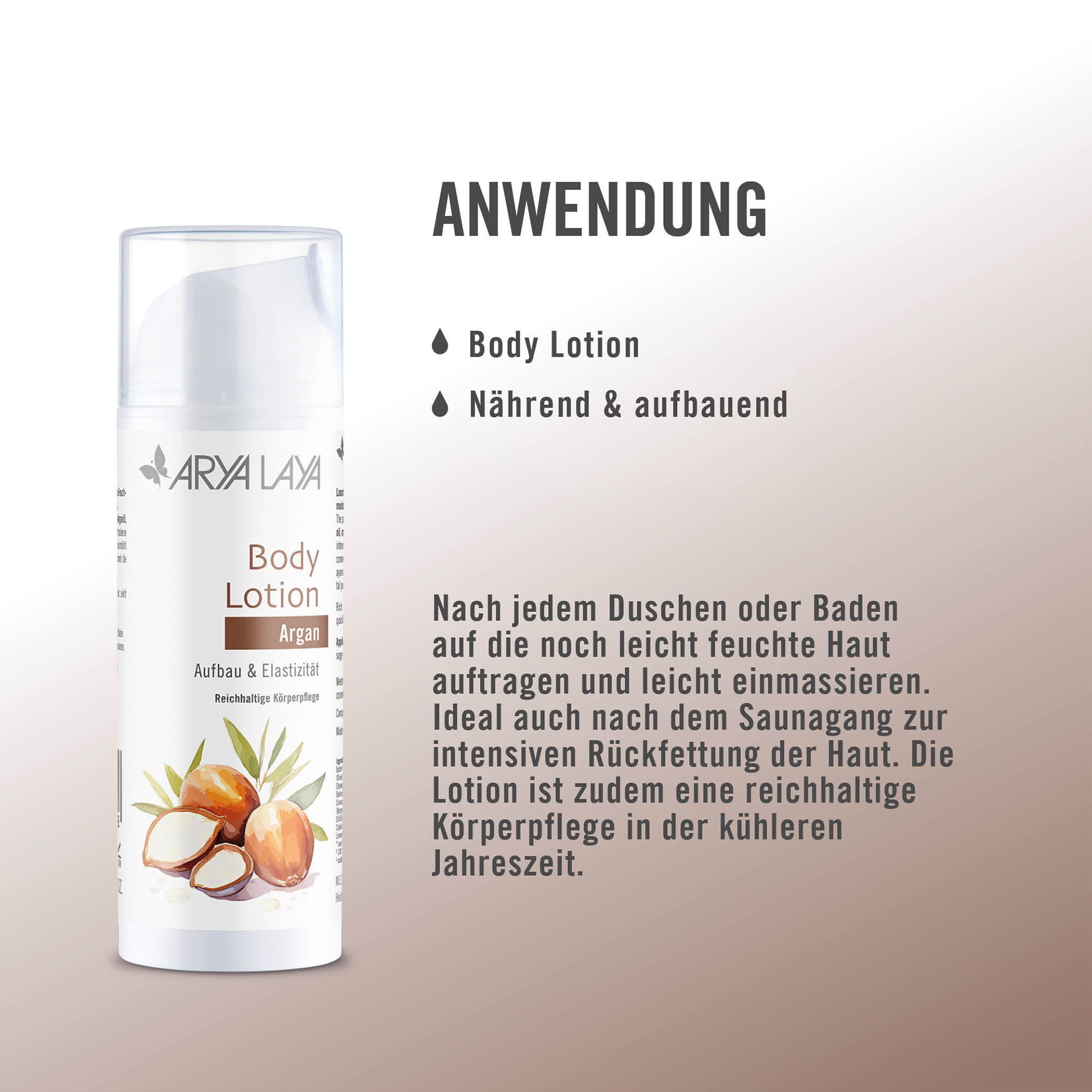 Anwendung ARYA LAYA Body Lotion Argan