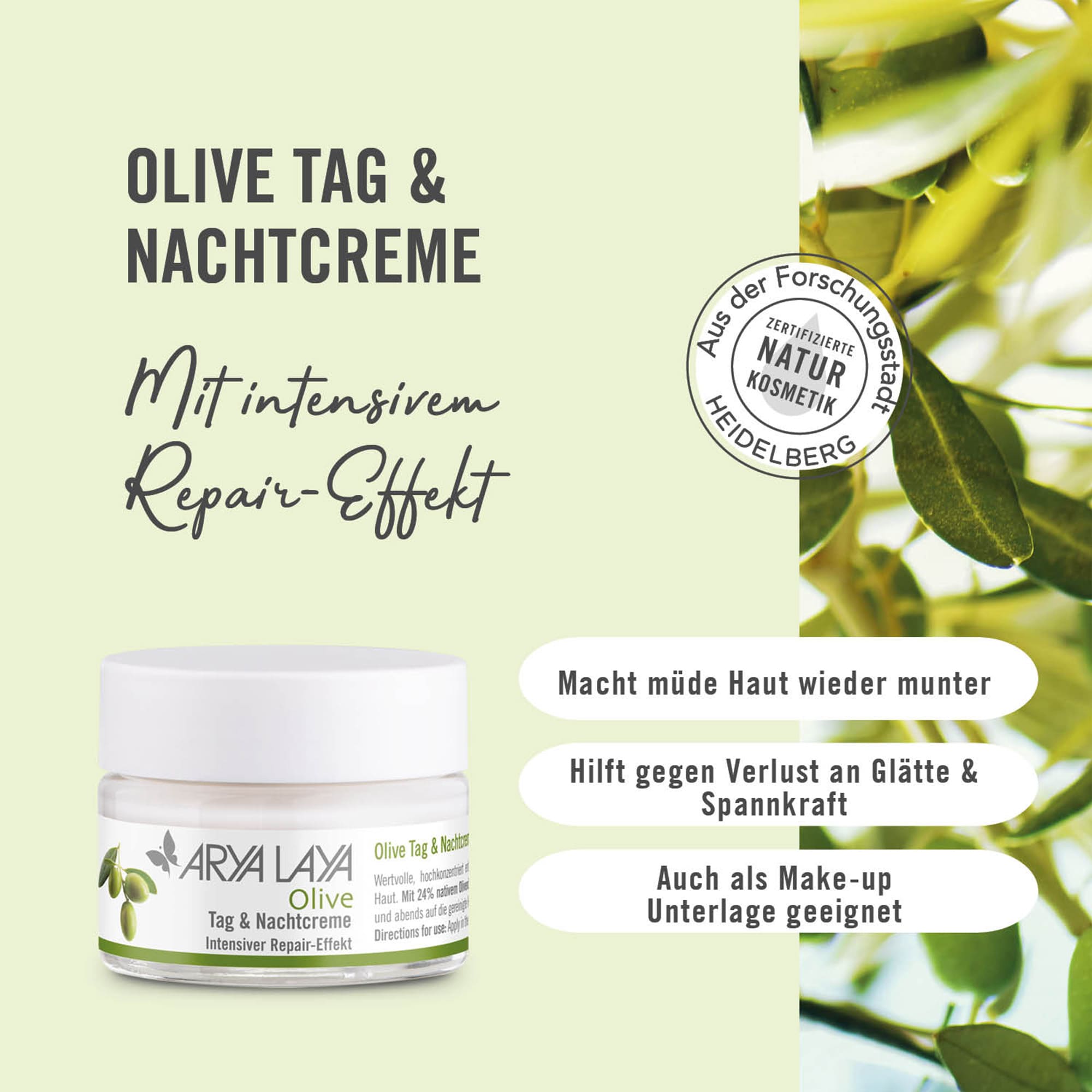 Chart Wirkweise ARYA LAYA Olive Tag und Nachtpflege Wirkweise ARYA LAYA Olive Tag und Nachtpflege
